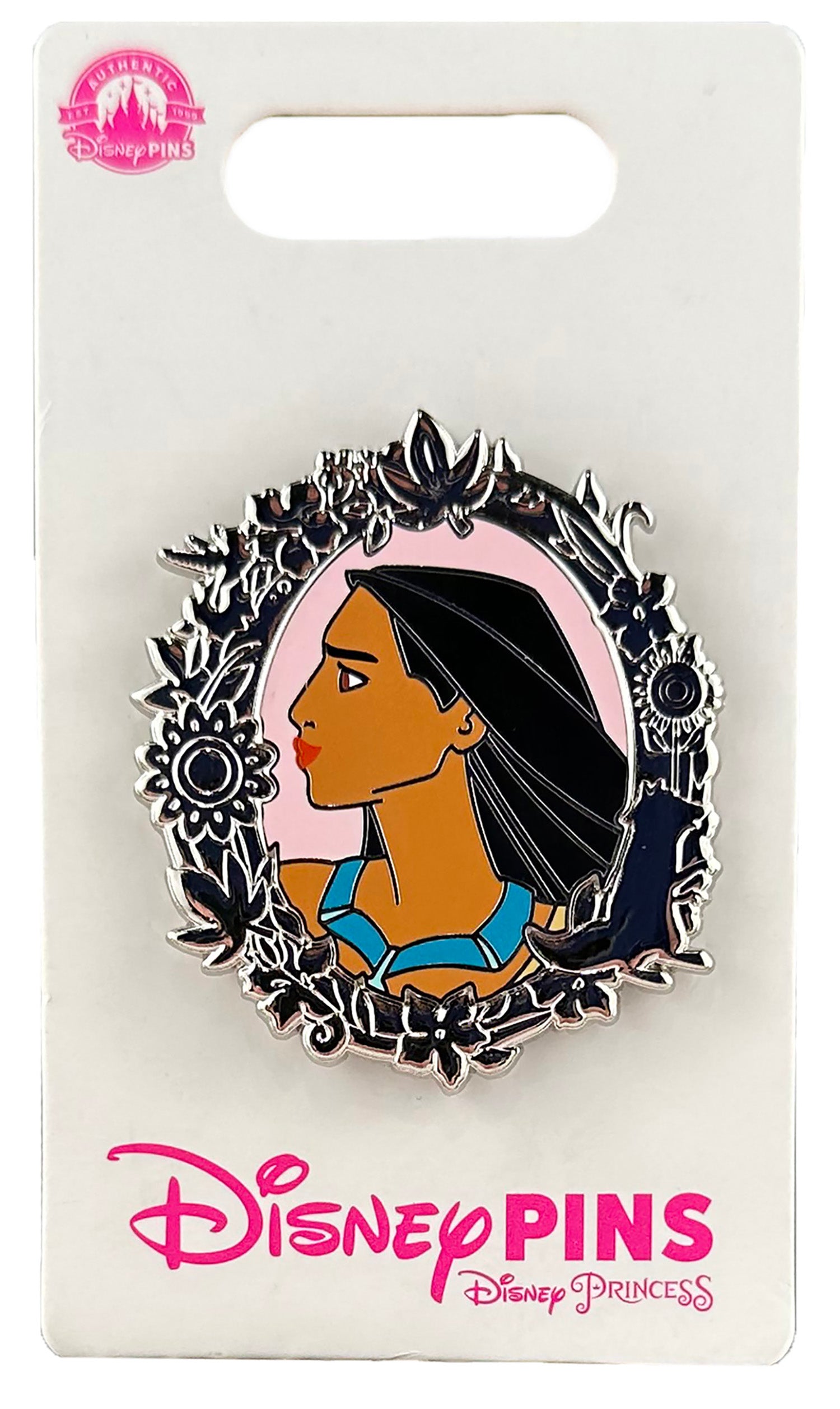 Disney Pin - Princess Portrait Cameo - Side Profile - Silver Frame - Pocahontas