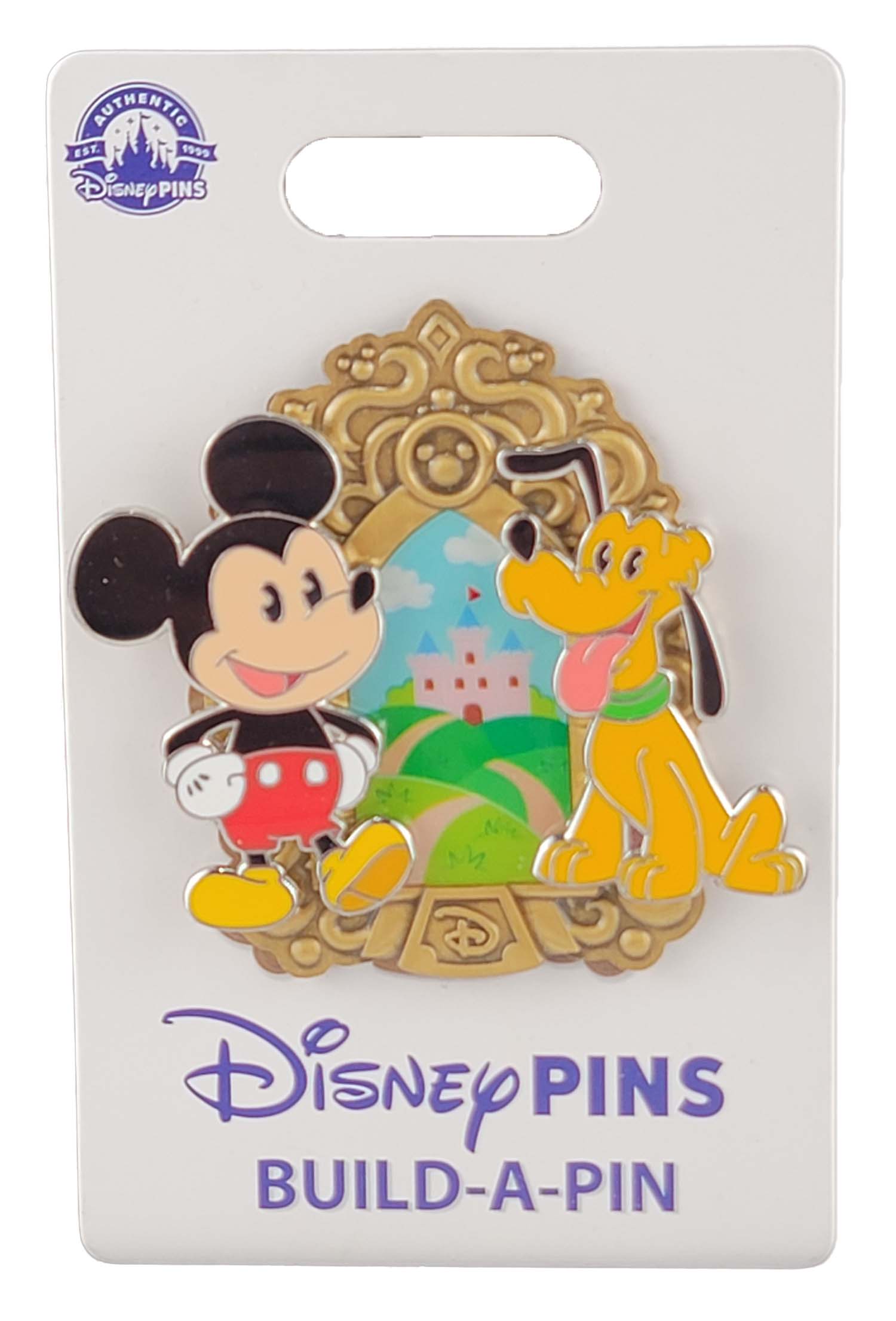 Disney Pin - Build A Pin - Starter Set - Castle Base - Mickey Mouse and Pluto - front view
