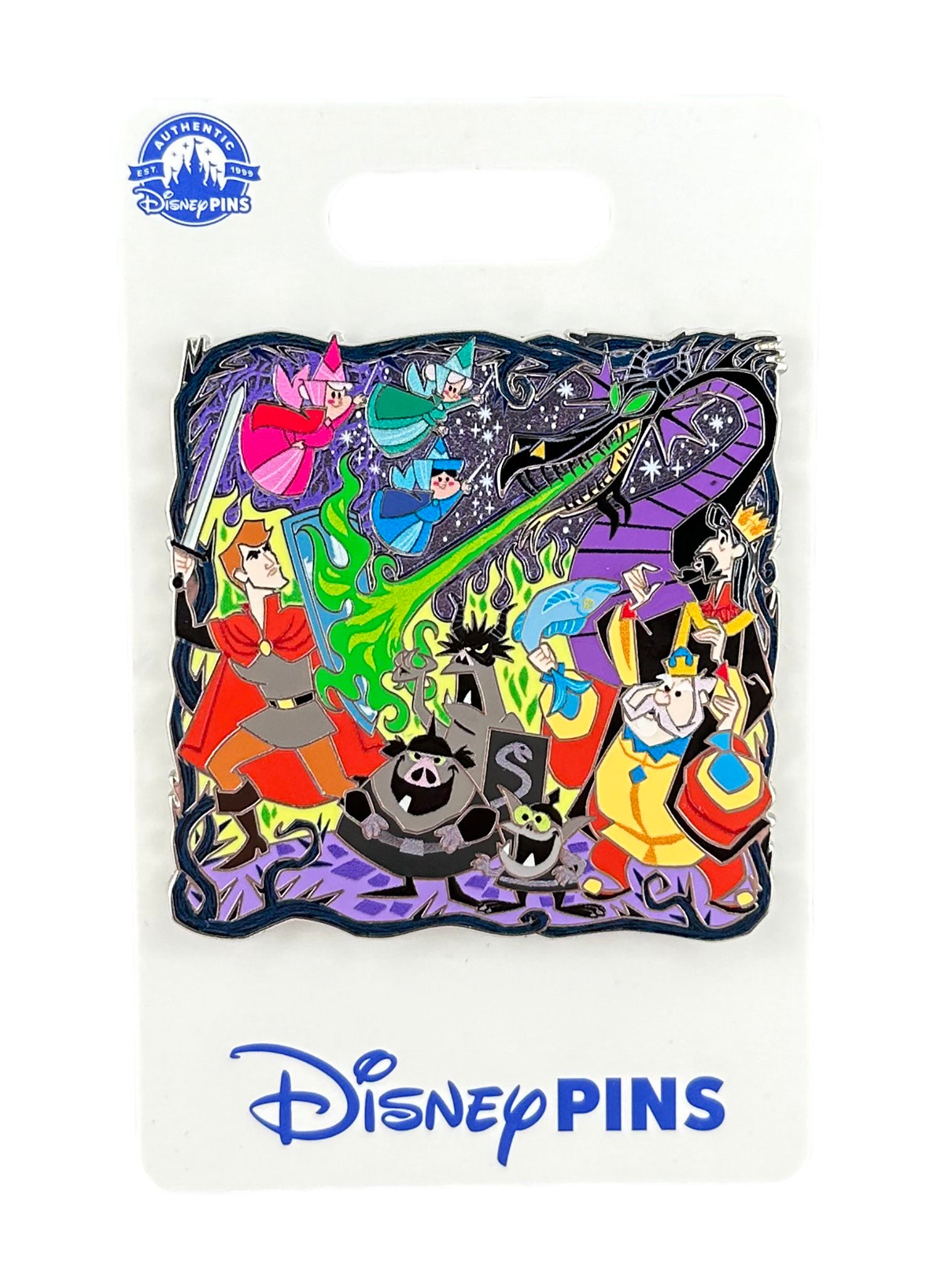 Disney Pin - Sleeping Beauty - Supporting Cast - Good Fairies, Prince Phillip, Maleficent Dragon, King Hurbert and King Stefan