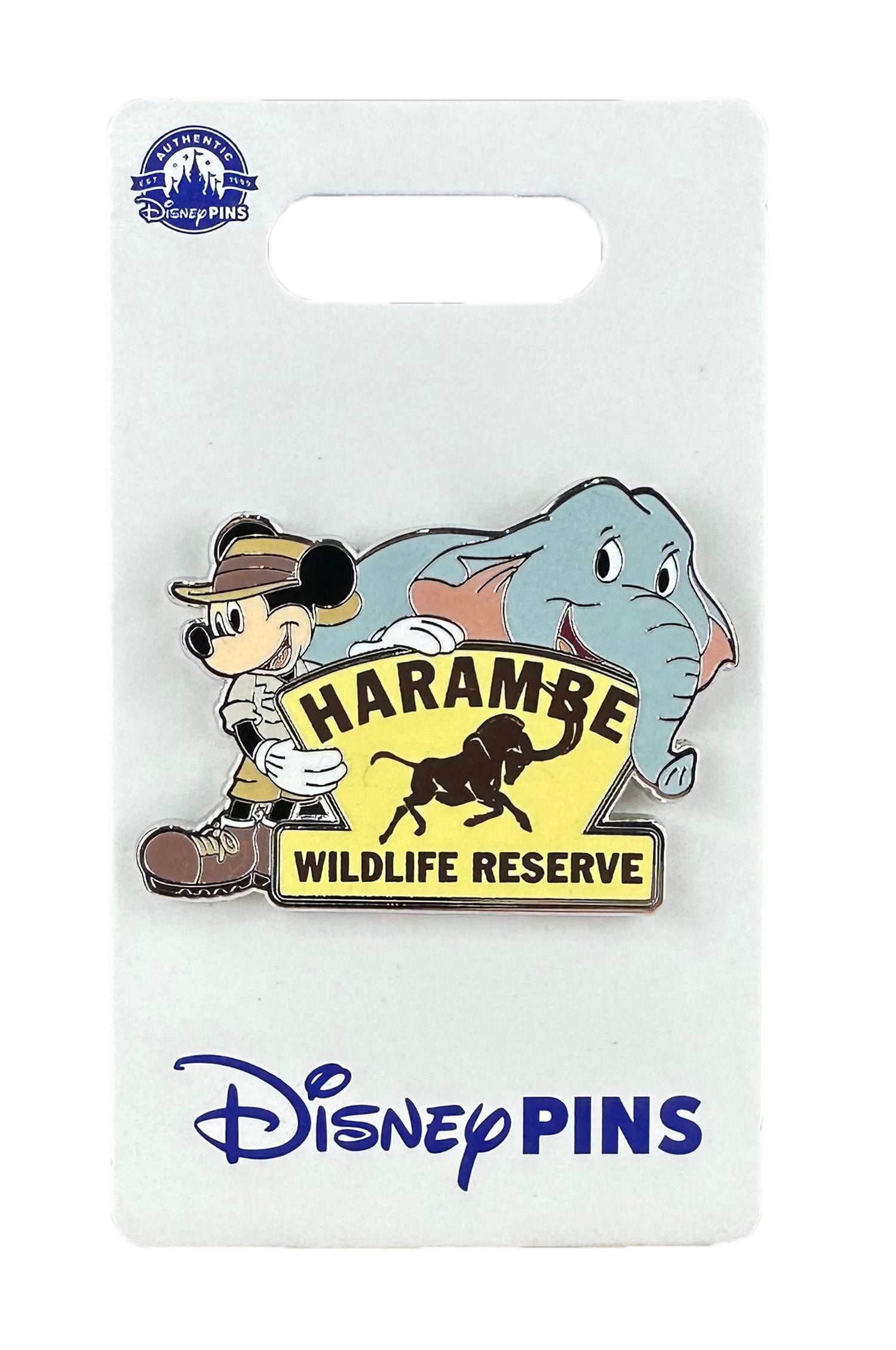 Disney Pin - Animal Kingdom- Mickey and Elephant - Harambe Wildlife Reserve - Logo