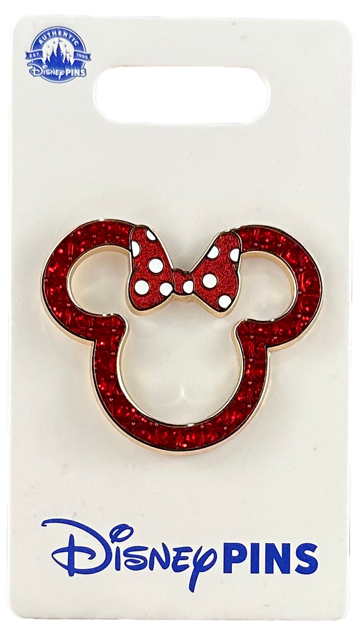 Disney Pin - Minnie Mouse - Cutout Mickey Head Icon - Jeweled - Red Bow