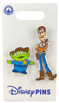 Disney Pin - Toy Story - Woody and Little Green Man Set - Alien Wearing Woody's Hat and