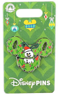 Disney Pin - Christmas Holiday 2023 - Mickey Icon - Christmas Wreath with Snowman