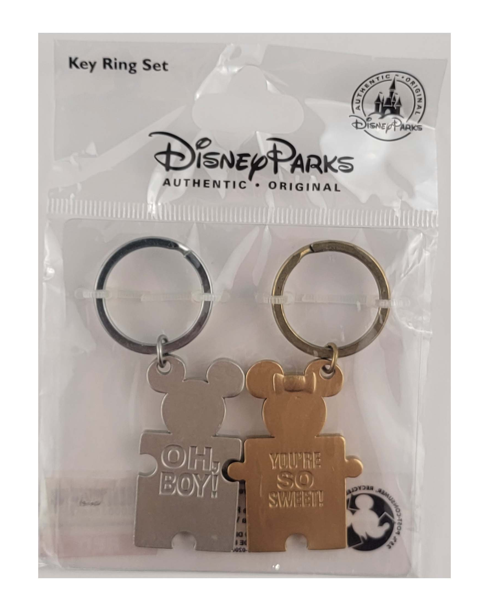 Disney Parks Keychain - Mickey & Minnie - Two Piece Puzzle