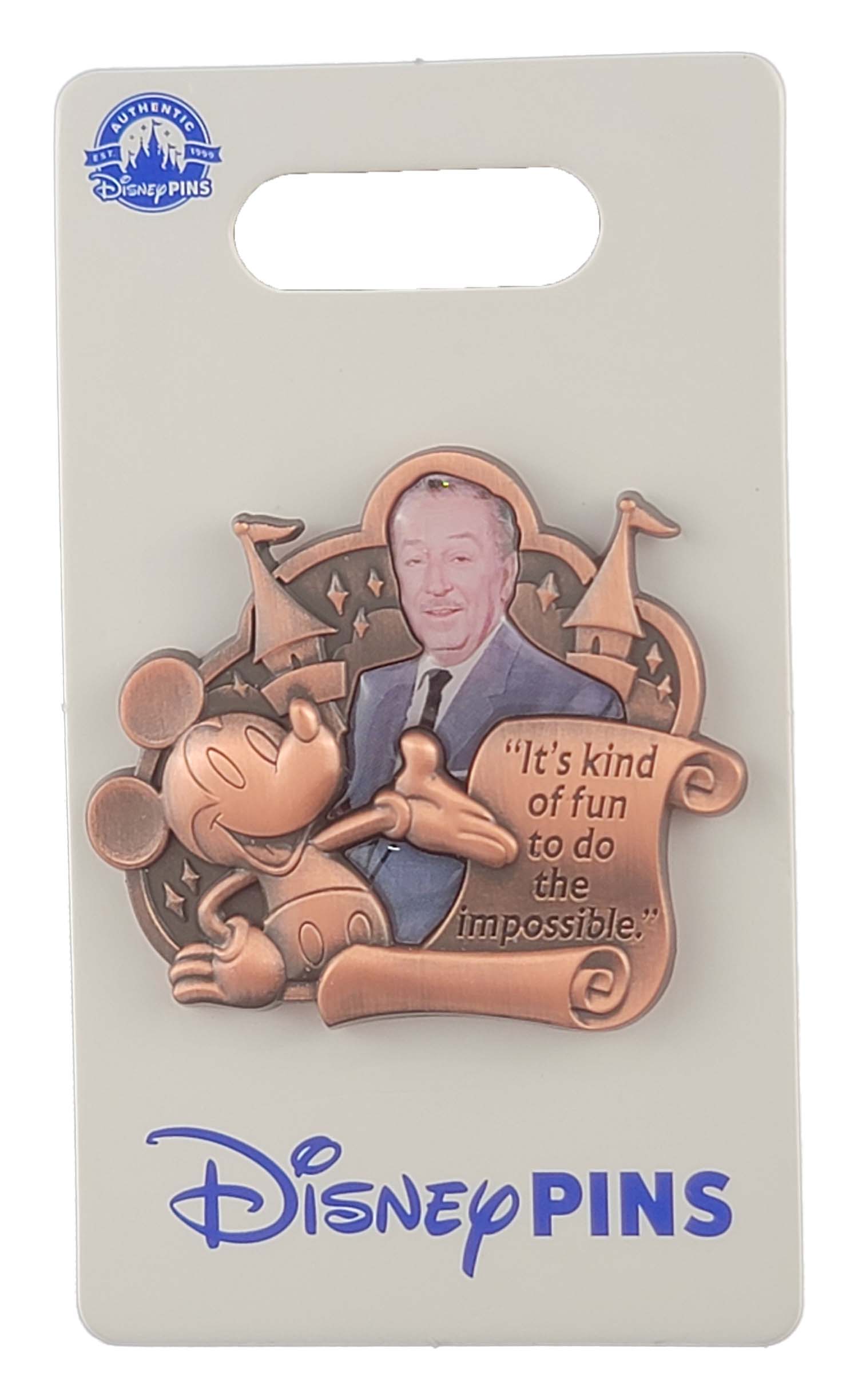 Disney Pin - Walt and Mickey Mouse - Quote Scroll - Kind of Fun To Do the Impossible