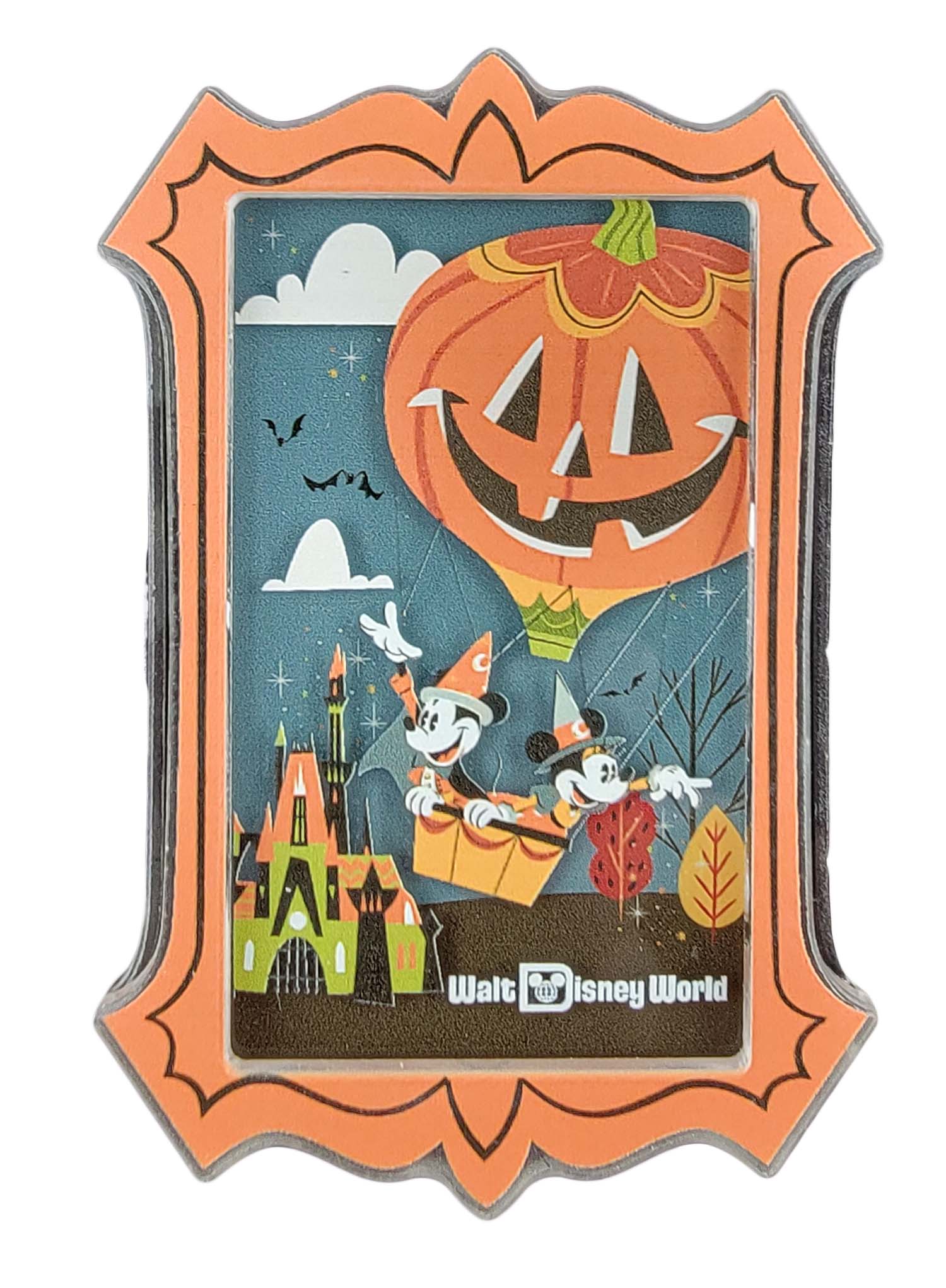 Disney Parks Magnet - Halloween 2025 - Mickey and Minnie Mouse - Pumpkin Balloon - front view