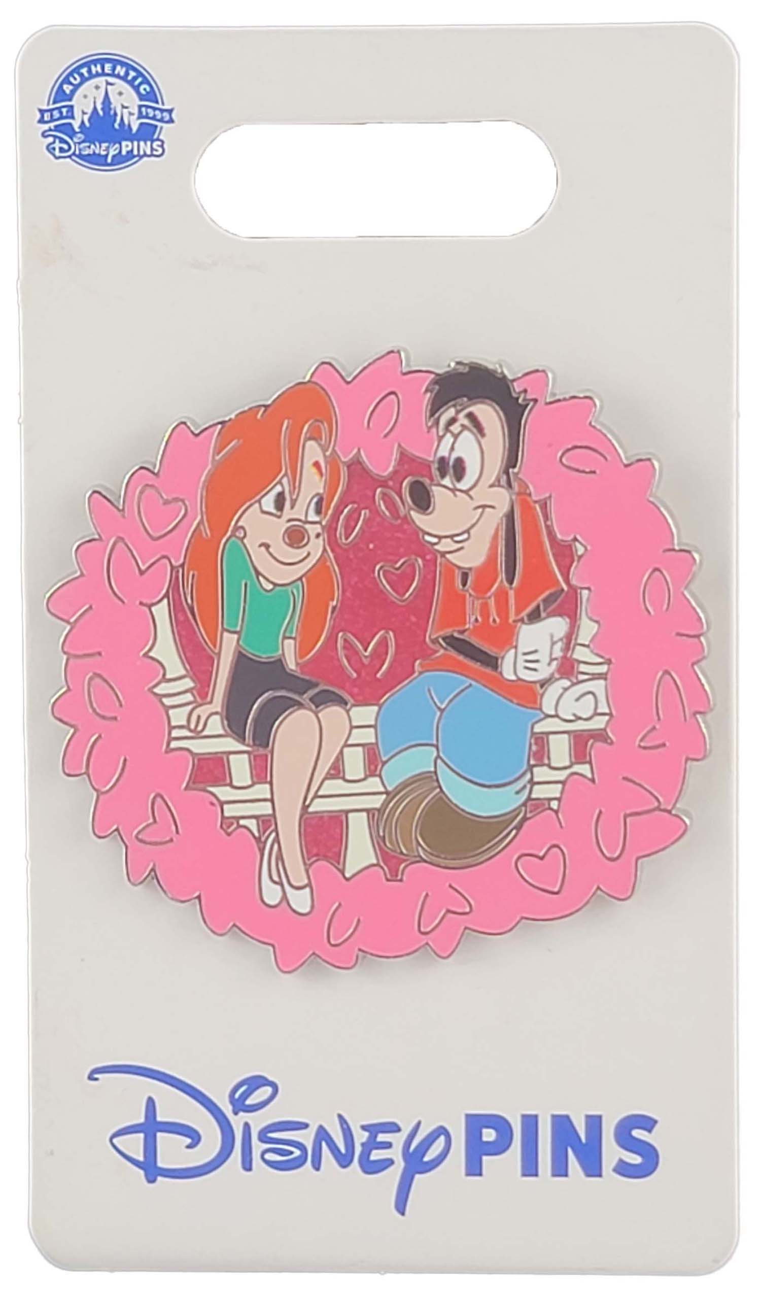 Disney Pin - Goofy Movie - Max and Roxanne - Pink Wreath