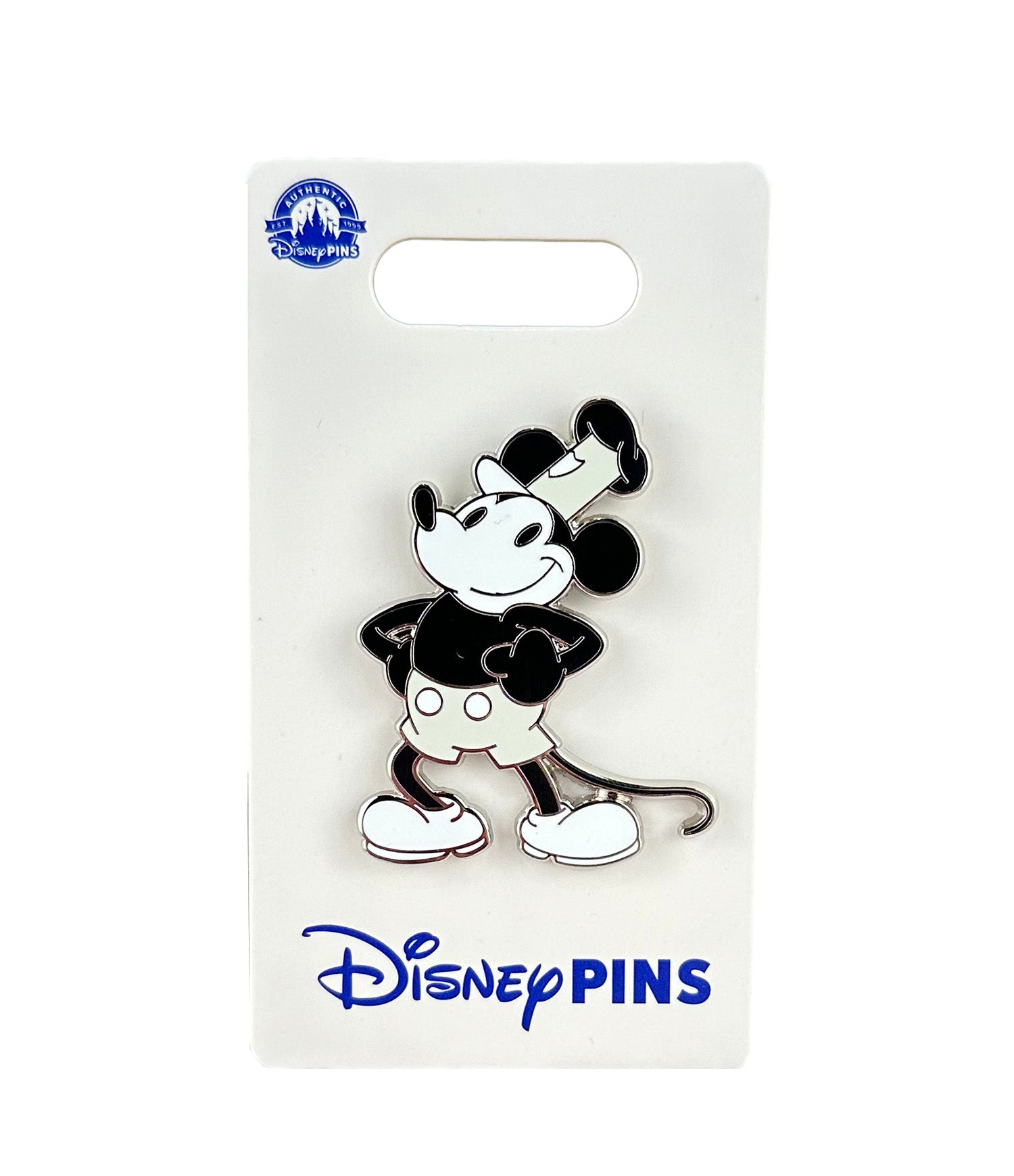 Disney Pin - Steamboat Willie - Mickey with Hands on Hips - Black and White - Full Tail