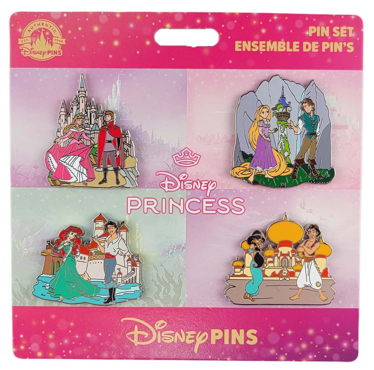 Disney Pin - Booster Set - Disney Princess Fairytale Couples - 4-Pin Set - front view