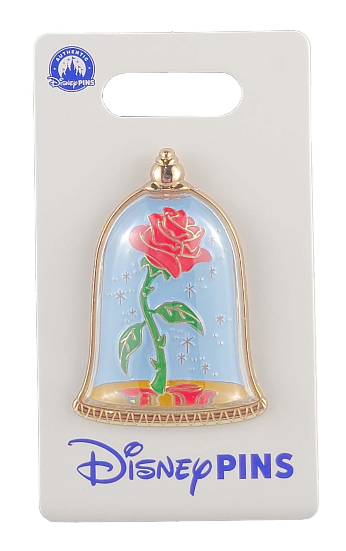 Disney Pin - Beauty and the Beast - Enchanted Rose in Bell Dome - 3D Sculpted - front view