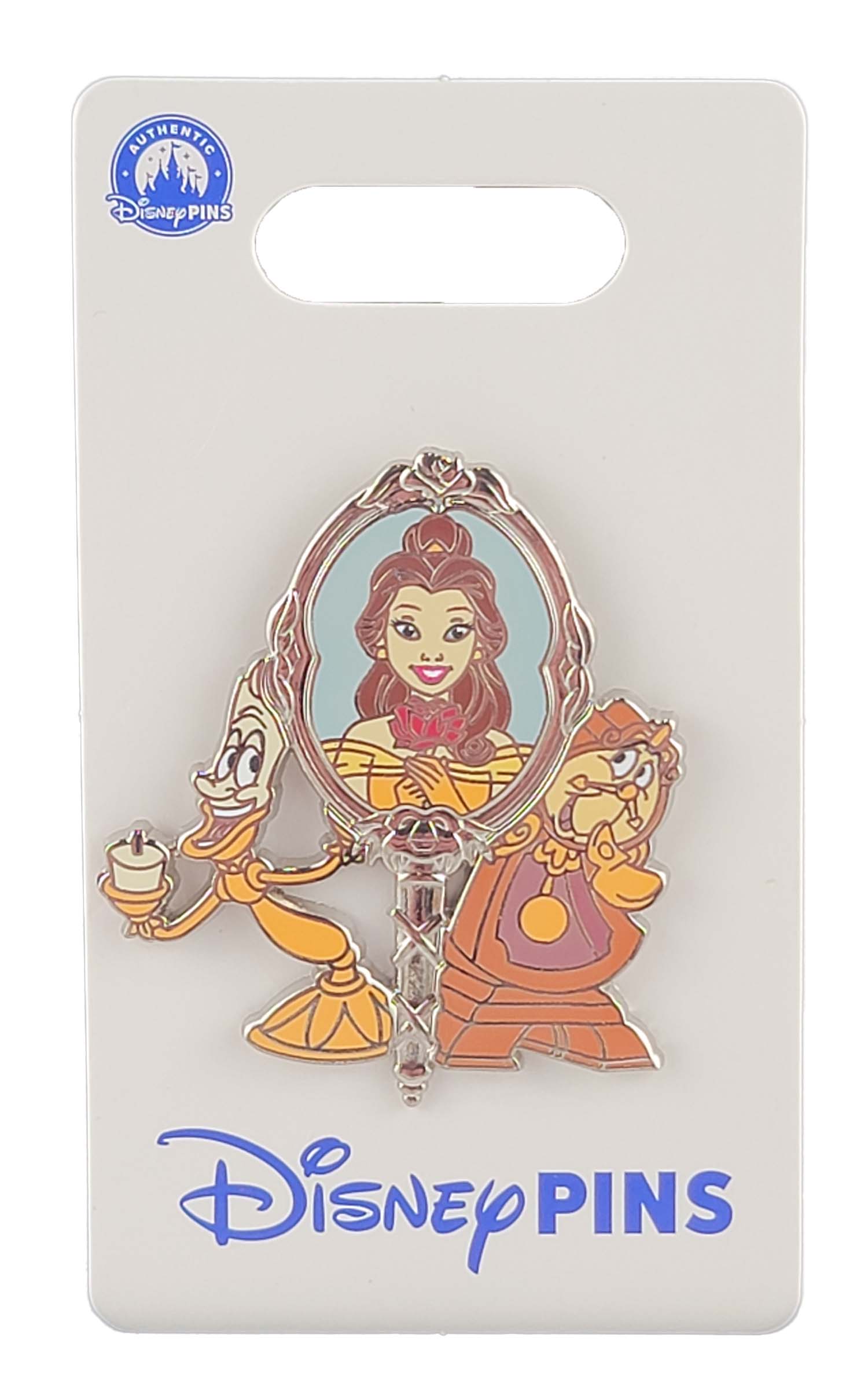 Disney Pin - Beauty and the Beast - Belle with Mirror - Cogsworth and Lumiere