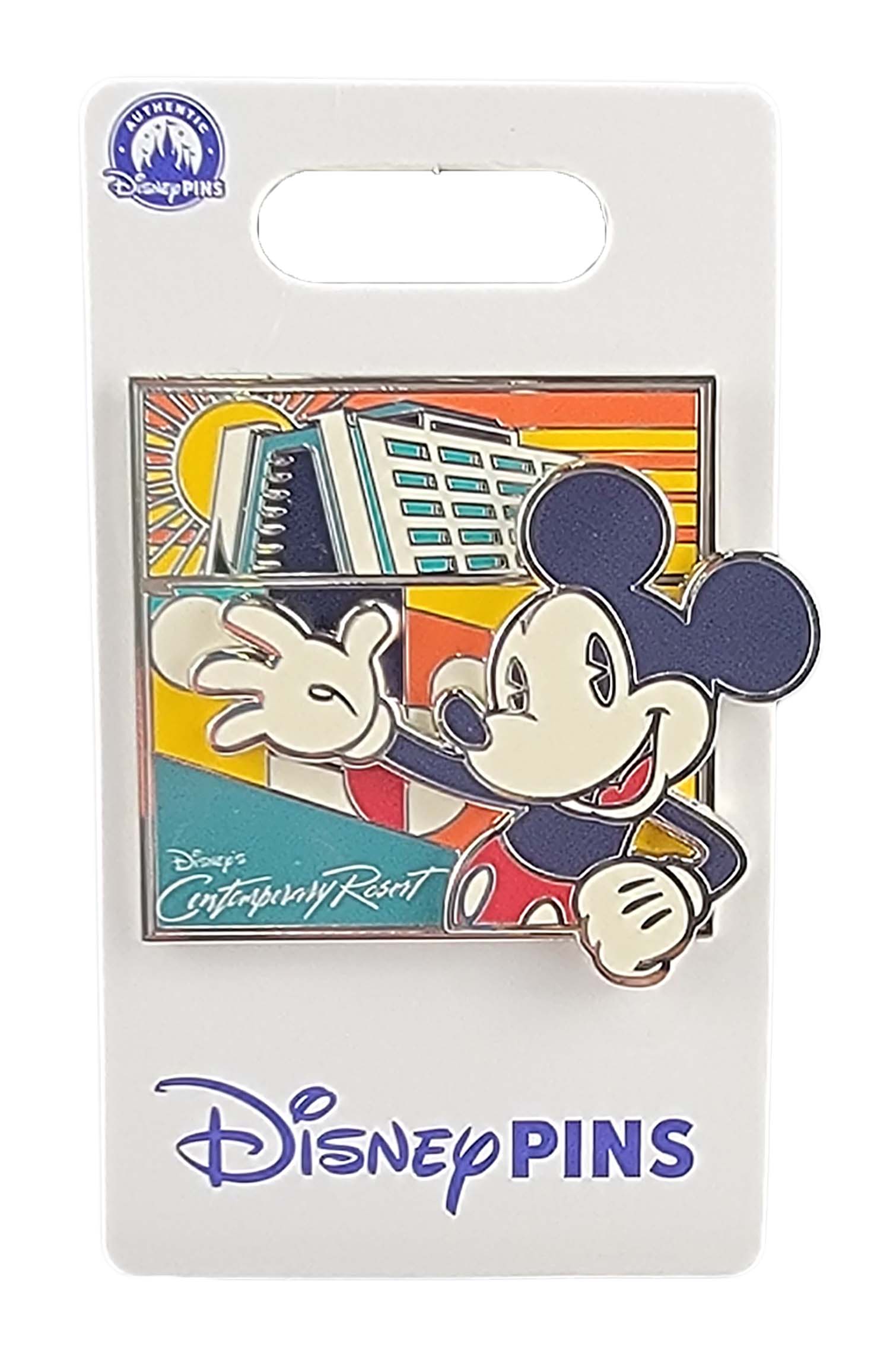 Disney Pin - Contemporary Resort - Mickey Mouse Waving - Pop Art