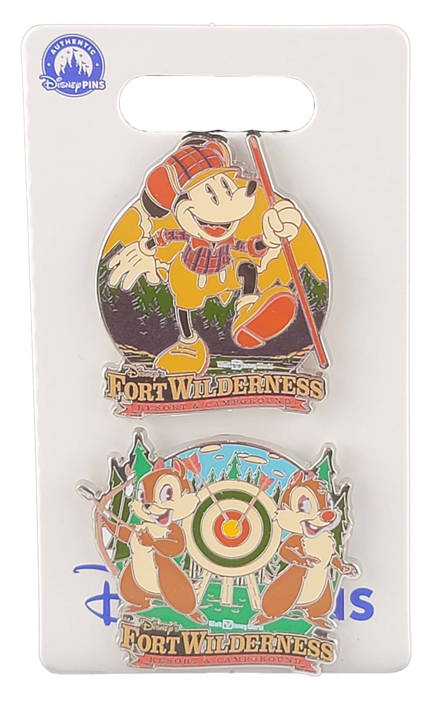 Disney Pin - Fort Wilderness Resort and Campground - Mickey Mouse and Chip n Dale - Pin Set