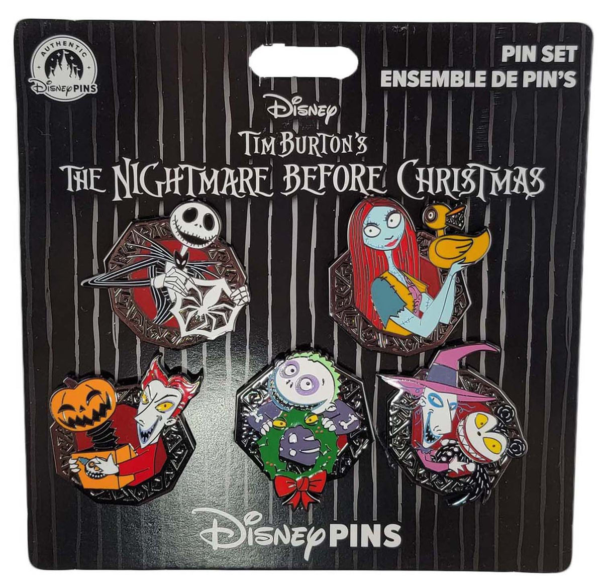 Disney Pin - Booster Set - Nightmare Before Christmas Characters - 5-Pin Set - front view