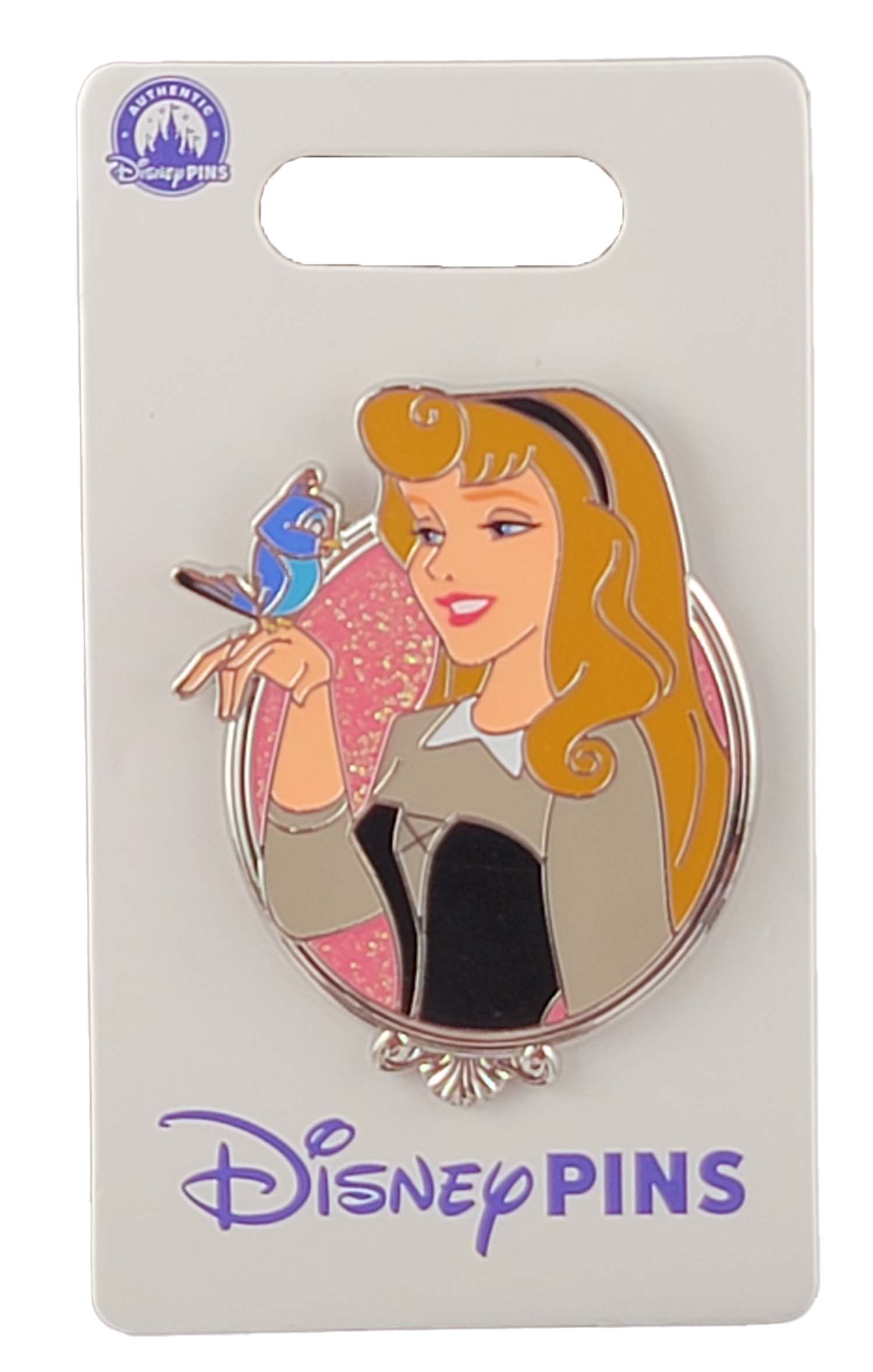 Disney Pin - Princess Glitter Portrait Series - Sleeping Beauty - Briar Rose w/ Bluebird - Aurora