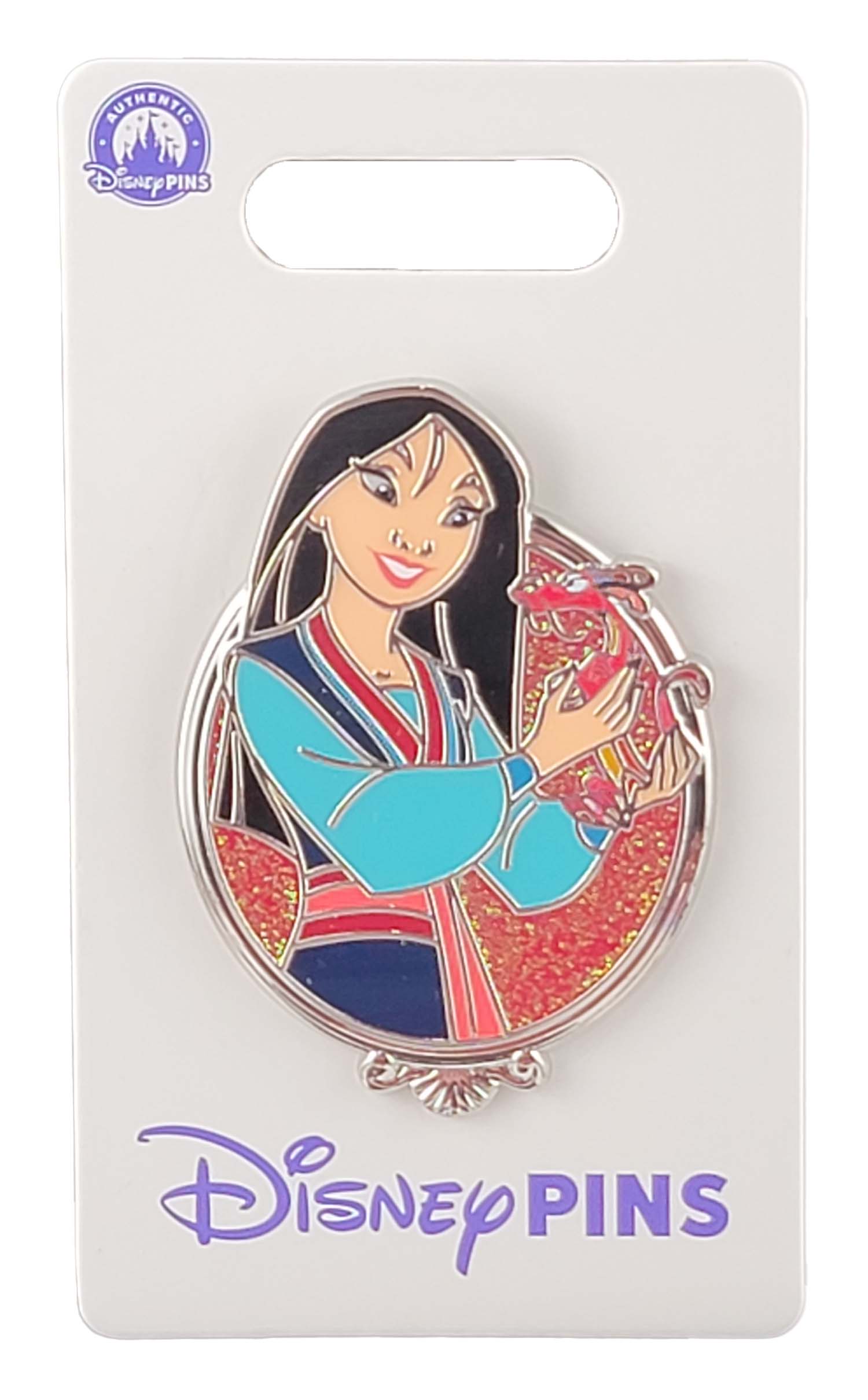 Disney Pin - Princess Glitter Portrait Series - Mulan with Mushu