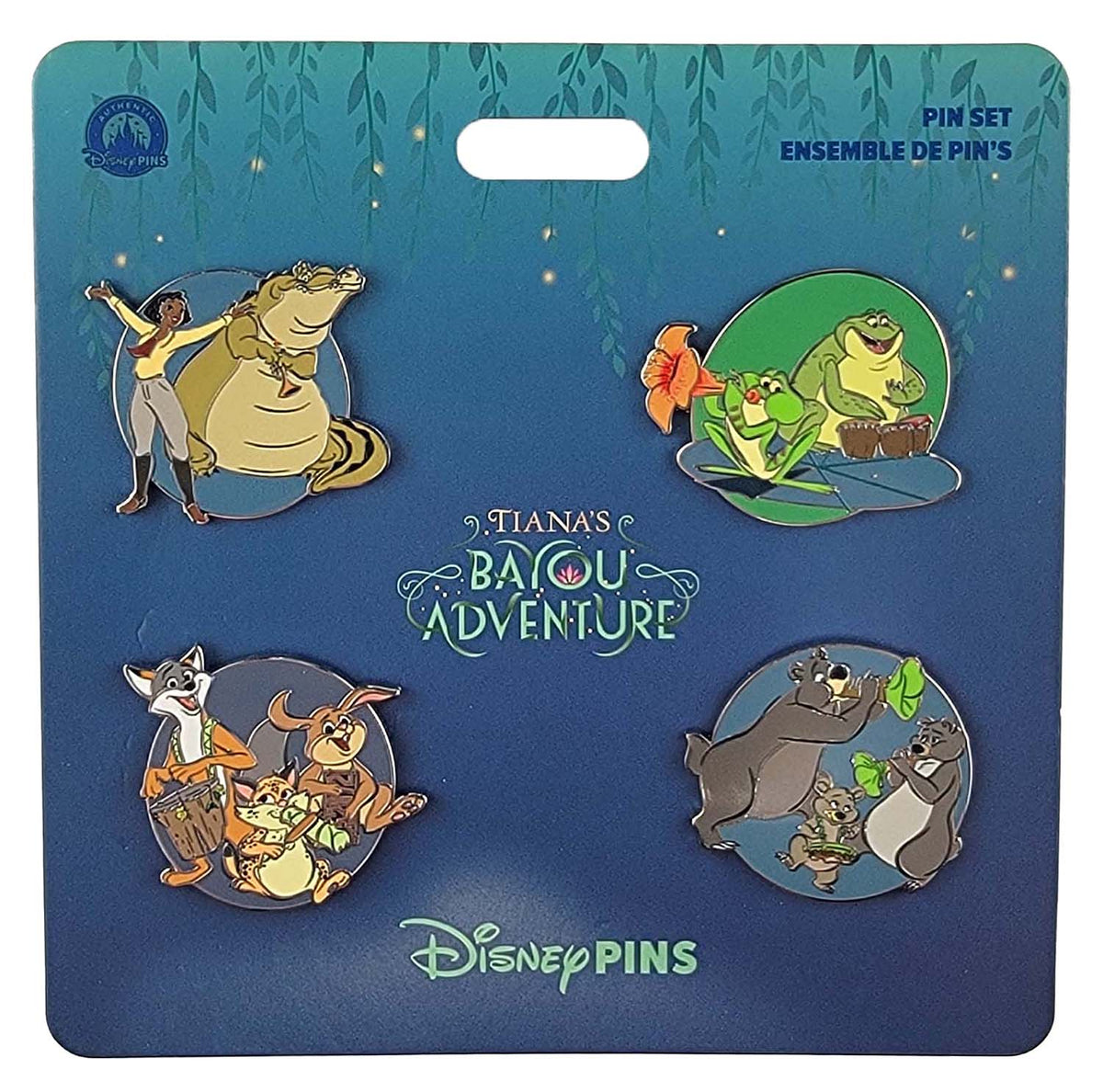 Disney Pin - Booster Set - Tiana's Bayou Adventure Characters - 4-Pin Set - front view