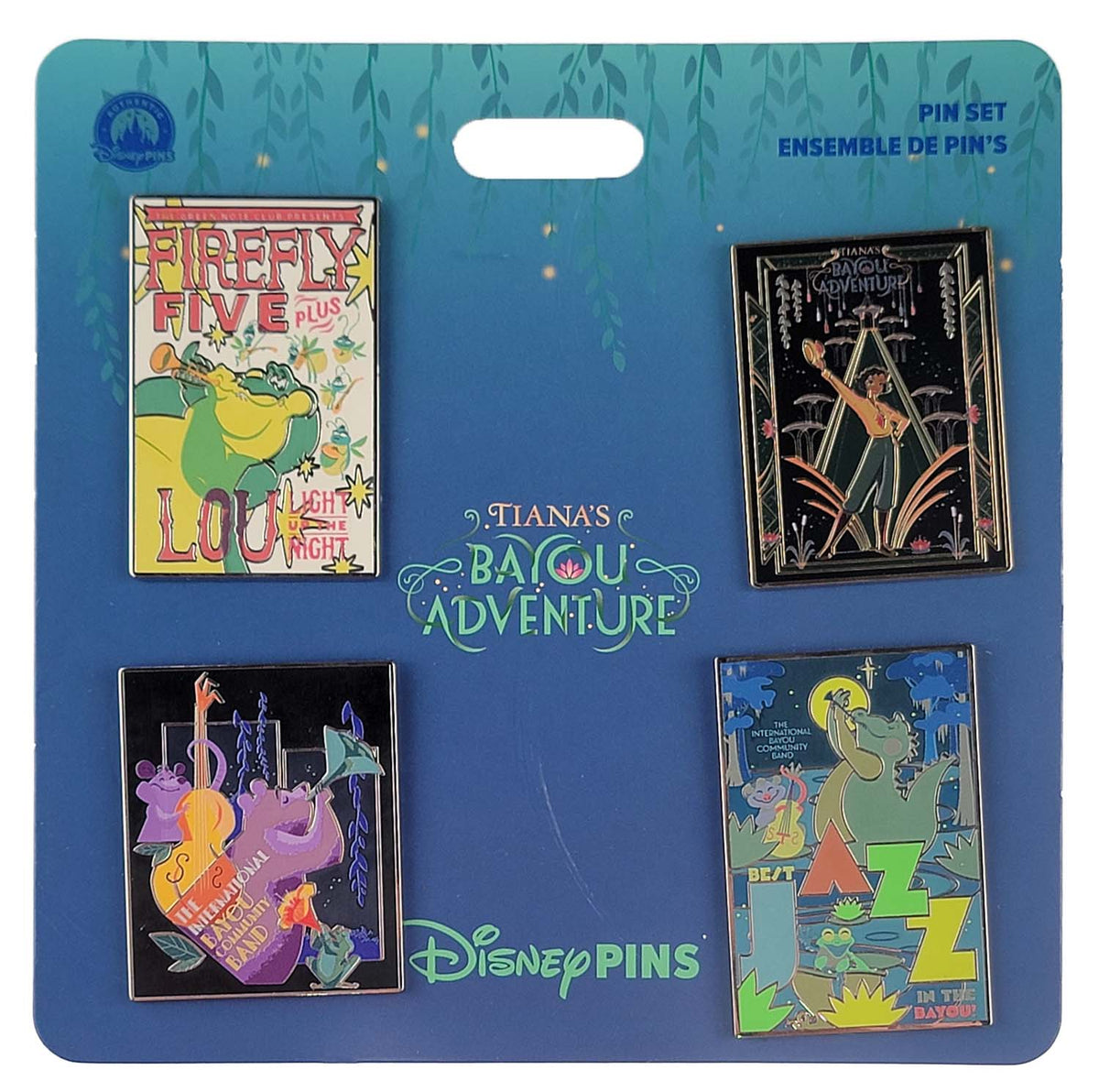 Disney Pin - Booster Set - Tiana's Bayou Adventure Posters - 4-Pin Set - front view