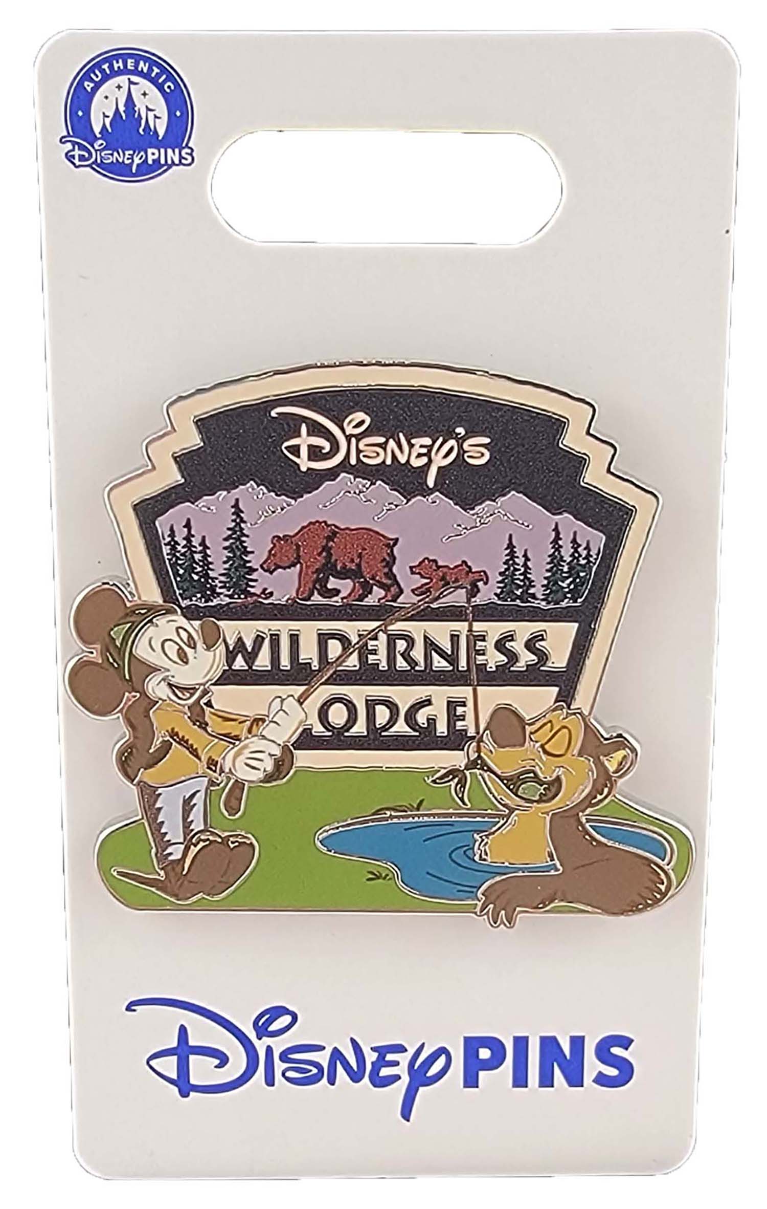 Disney Pin - Wilderness Lodge - Mickey Mouse and Humphrey Bear - Fishing