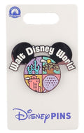 Disney Pin - WDW - Four Park Icons with Glittery Skies - Mickey Icon - Tower of Terror, Cindrella Castle, Spaceship Earth and The Tree of Life