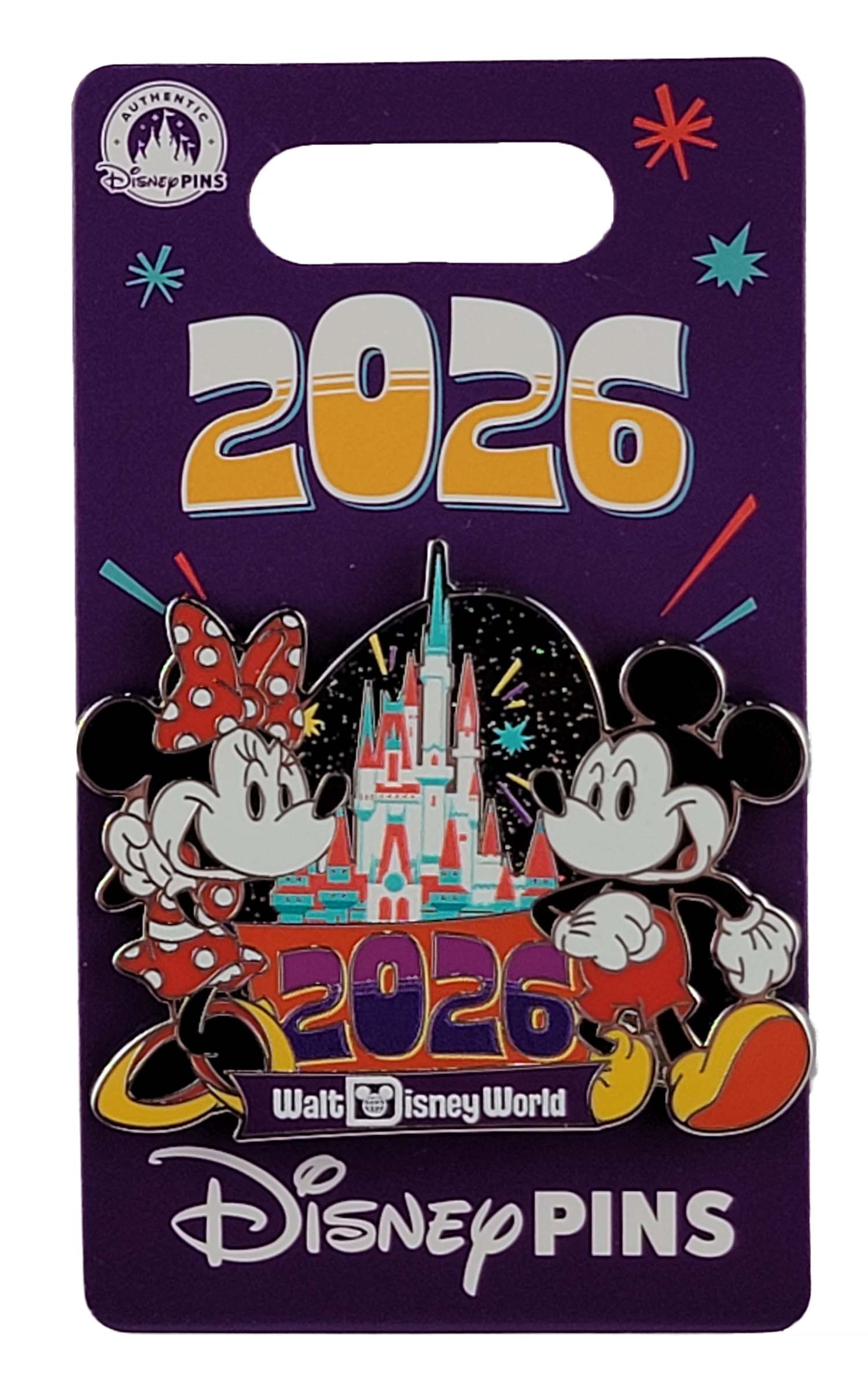 Disney Pin - Dated 2026 - Walt Disney World - Mickey and Minnie Mouse - Cinderella Castle