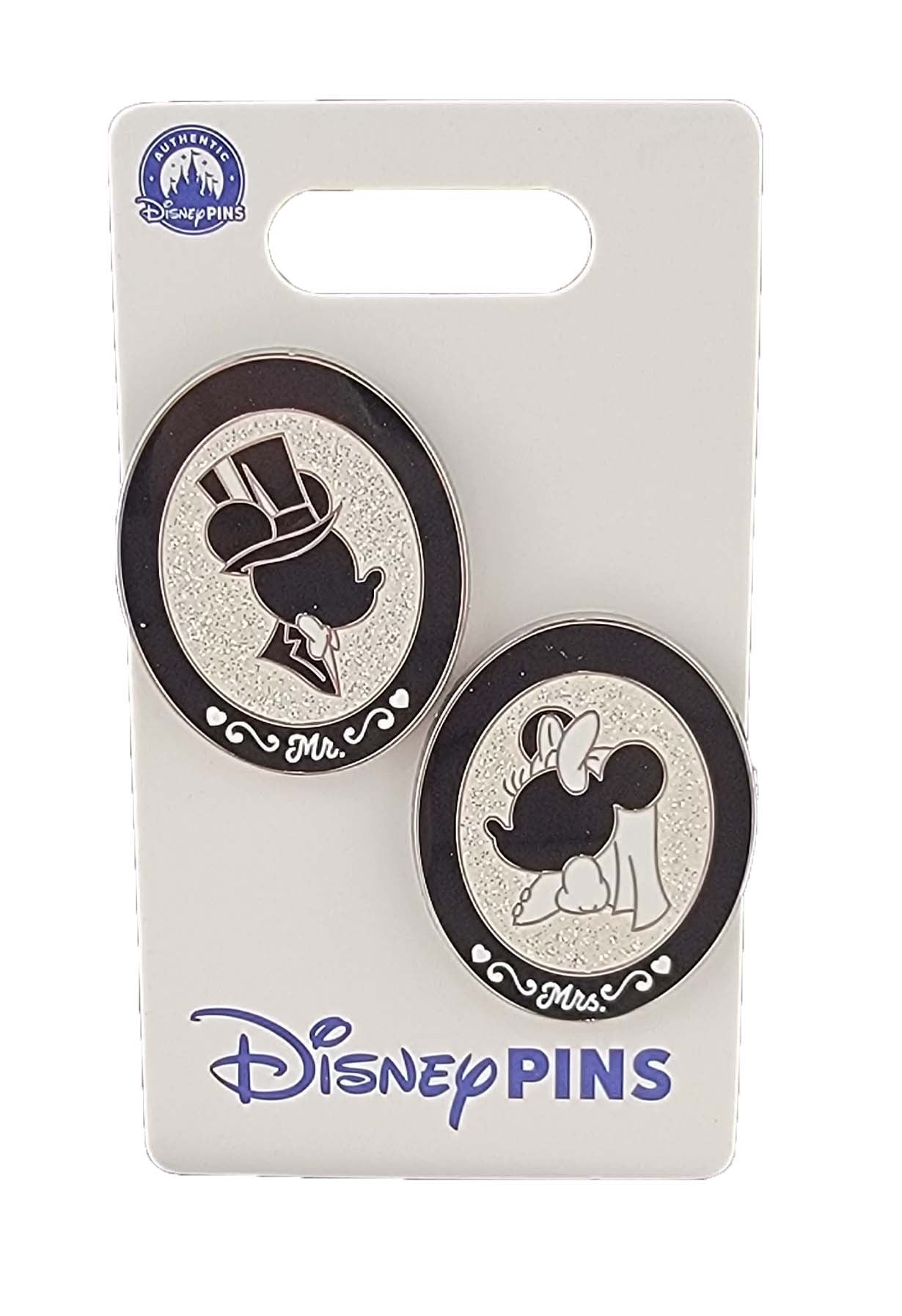 Disney Pin - Wedding - Mickey and Minnie Bride and Groom Silhouettes - 2-Pin Set