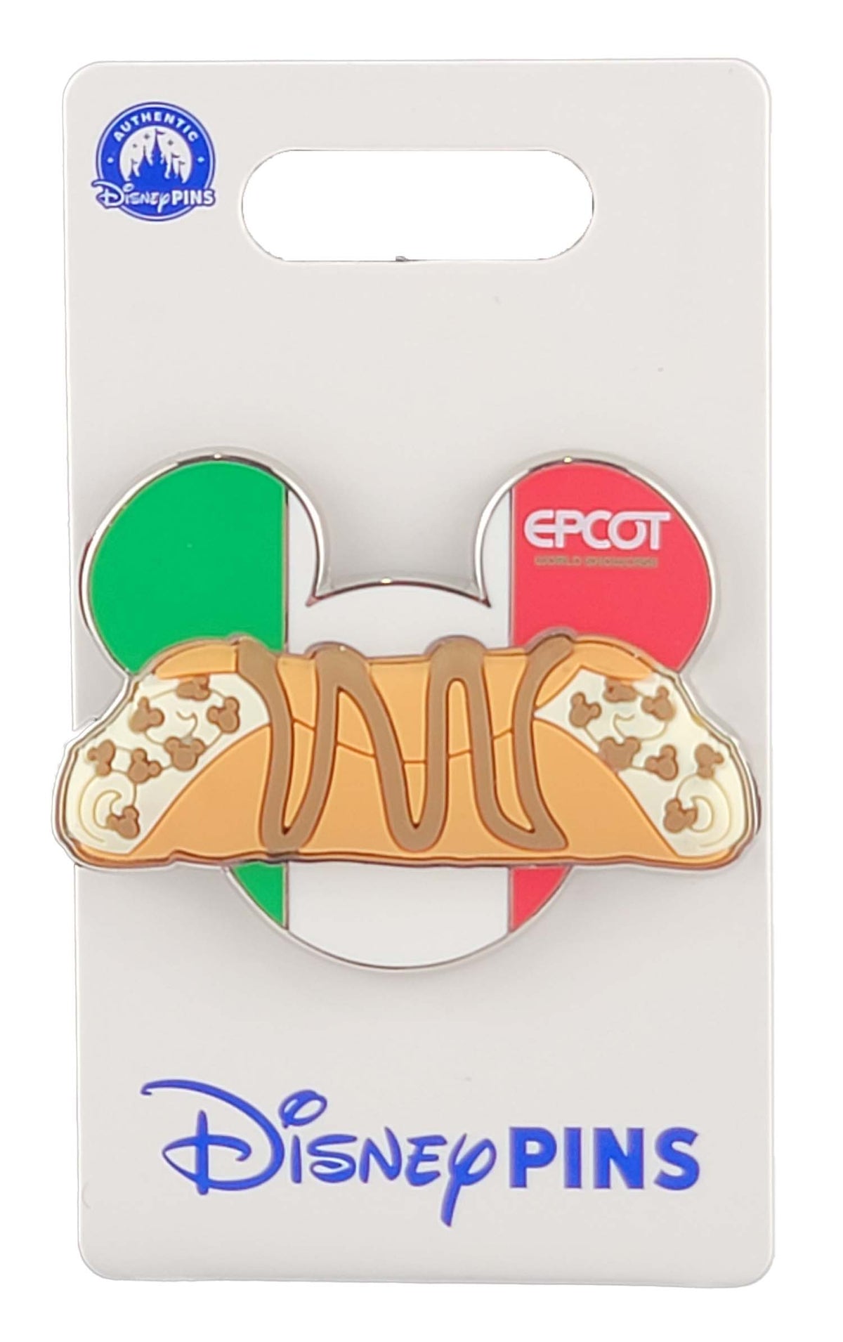 Disney Pin - EPCOT Italy - Cannoli and Flag Mickey Icon - front view