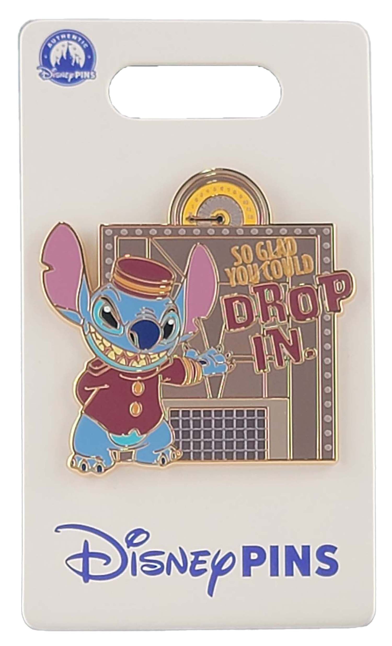 Disney Pin - The Hollywood Tower Hotel - Stitch Bellhop - So Glad You Could Drop In