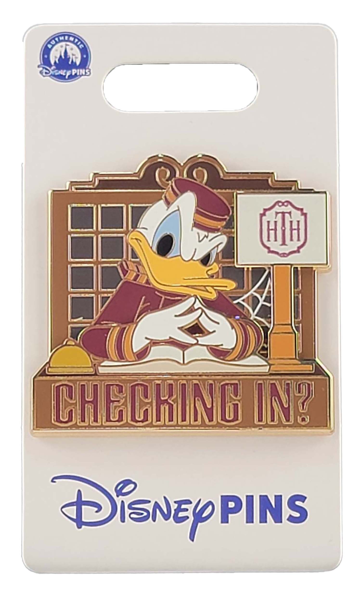 Disney Pin - The Hollywood Tower Hotel - Donald Duck Bellhop - Checking In?