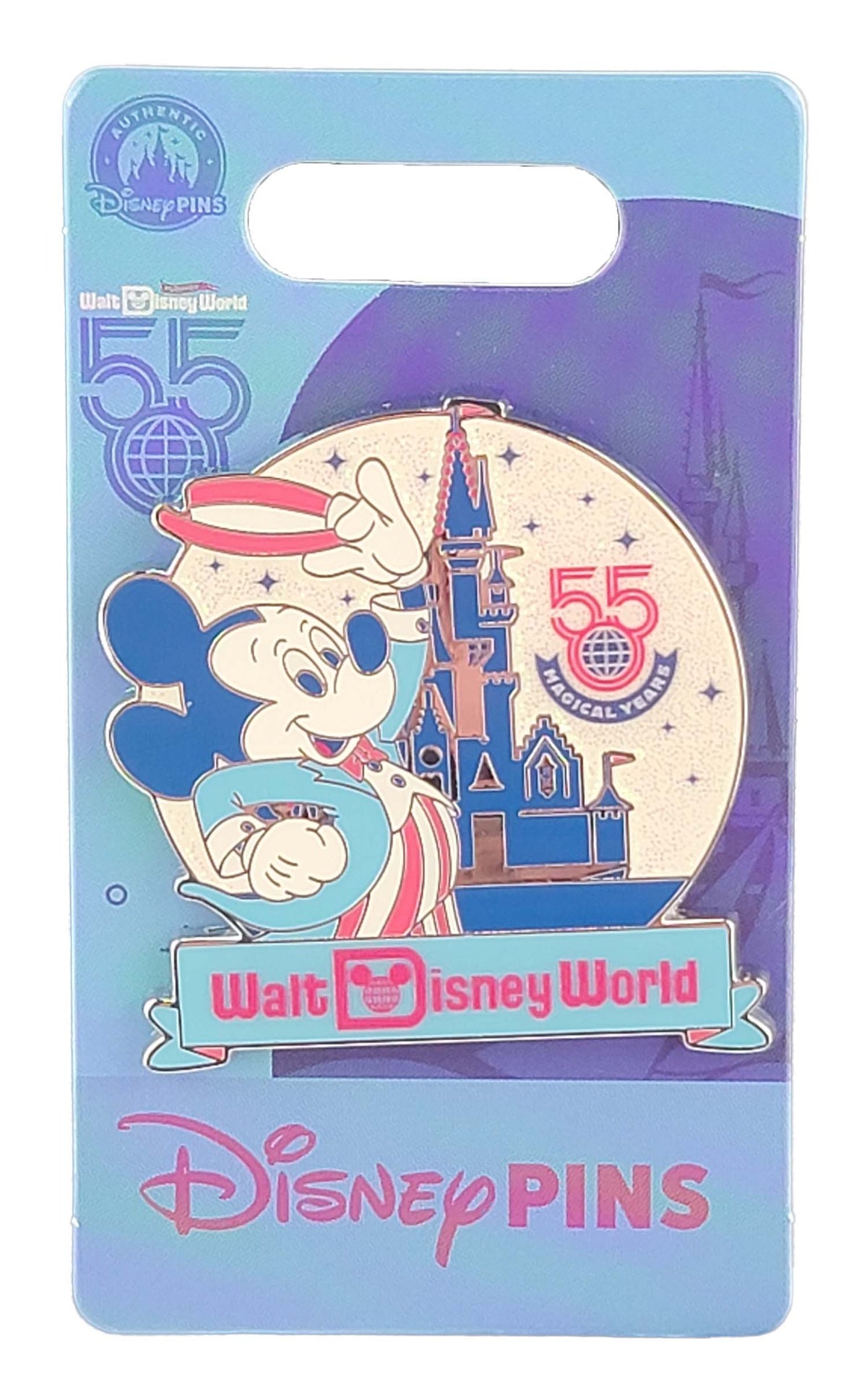 Disney Pin - Walt Disney World 55 Magical Years - Mickey and Cinderella Castle - front view
