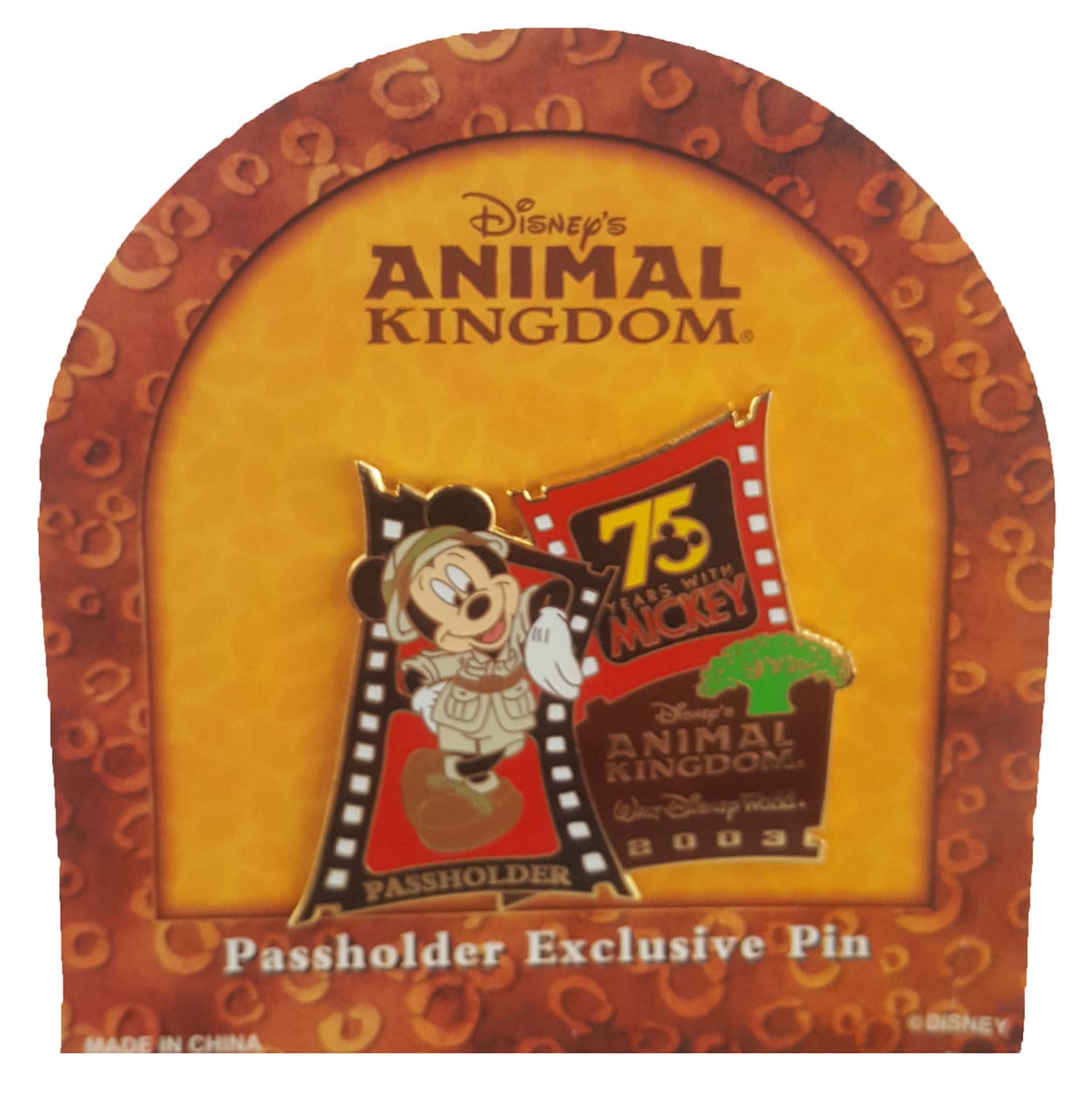 Disney Pin - Animal Kingdom 75 Years With Mickey - Annual Passholder 2003 - Mickey Mouse