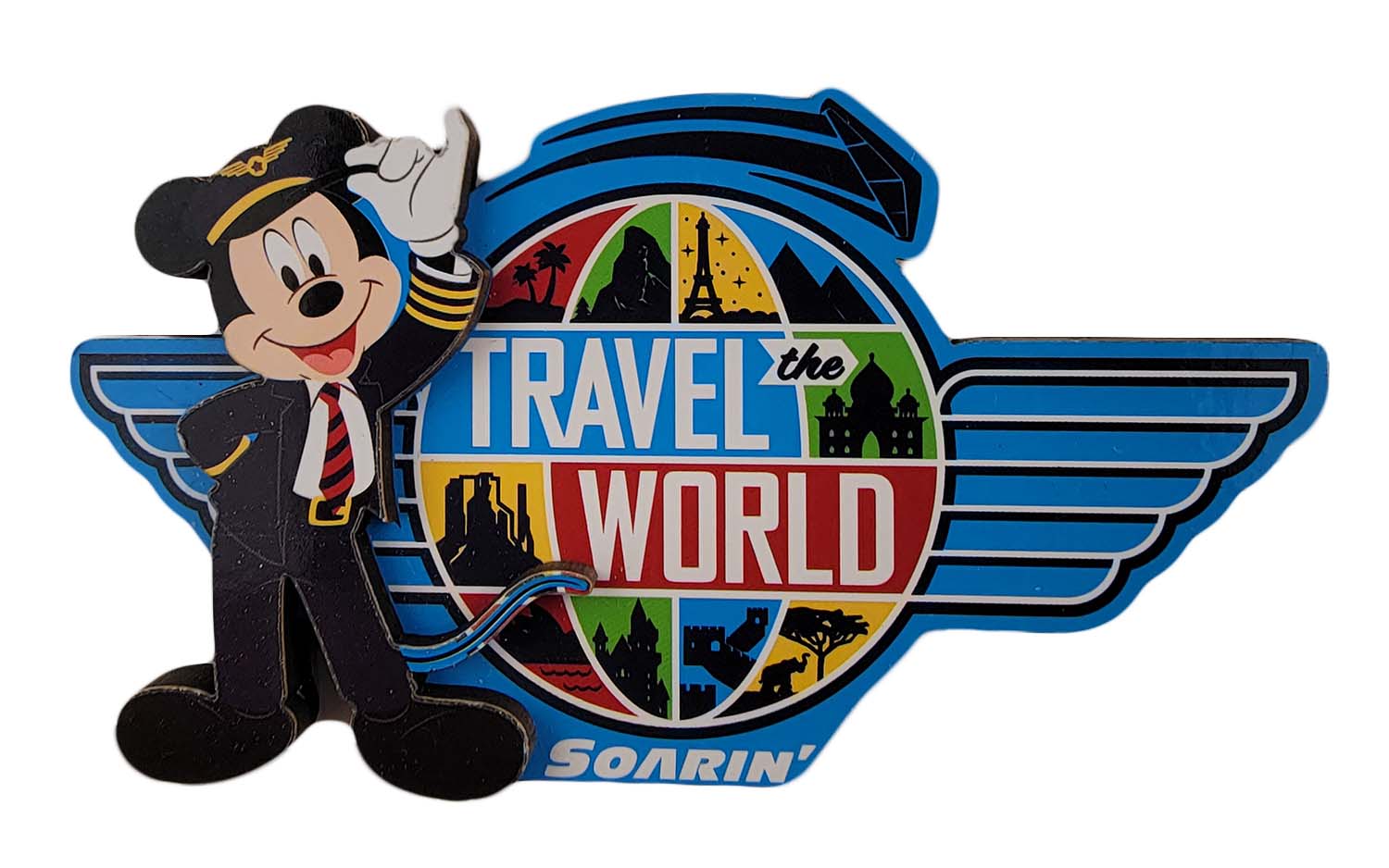Disney Parks Magnet - Soarin - Travel the World Aviator Wings - Pilot Mickey - front view