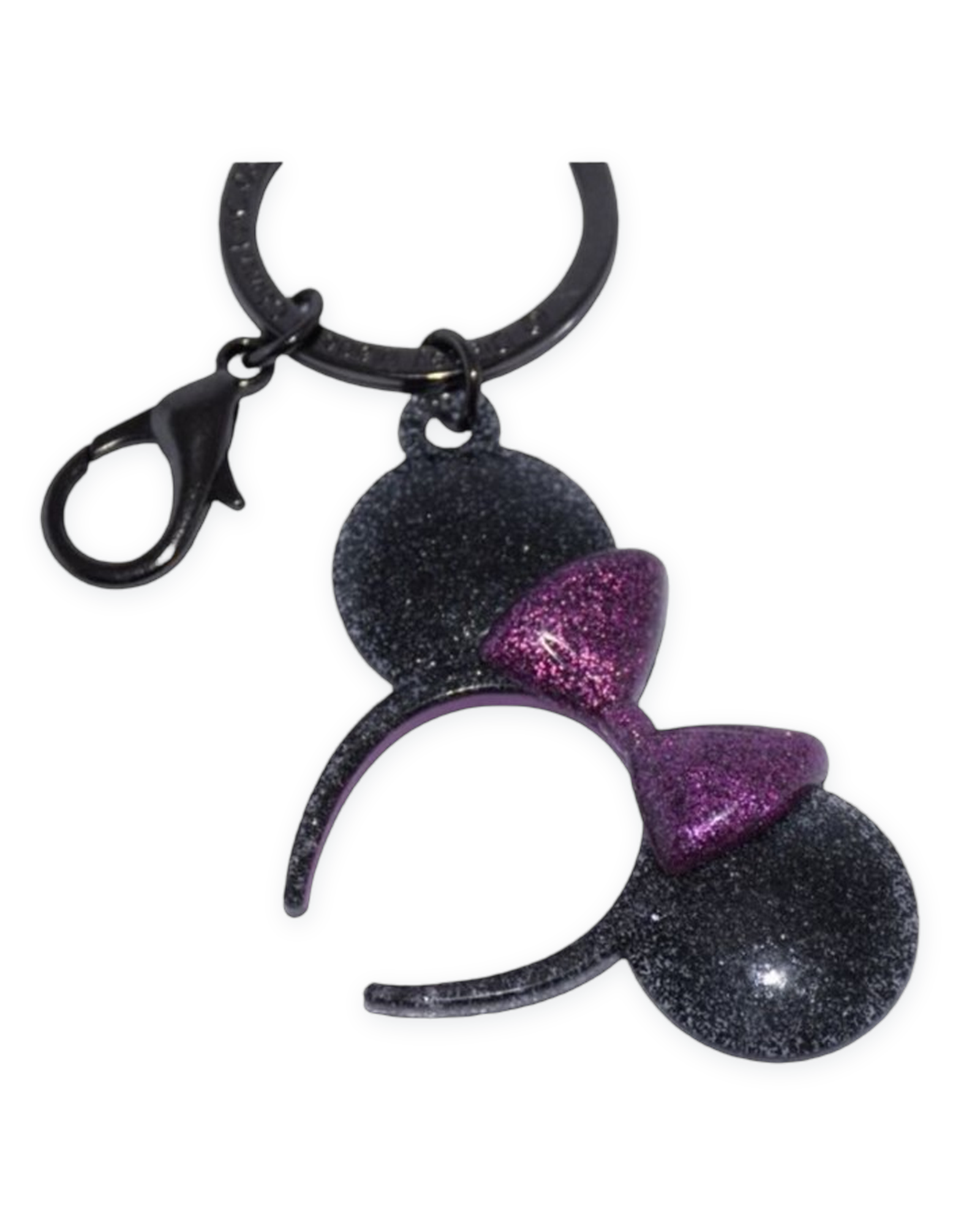 Disney Parks Keychain - Minnie Ear Headband - Black With Purple Bow