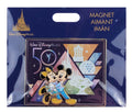 Disney Parks Magnet - WDW 50th Anniversary - Mickey & Minnie Four Park Icons - front view