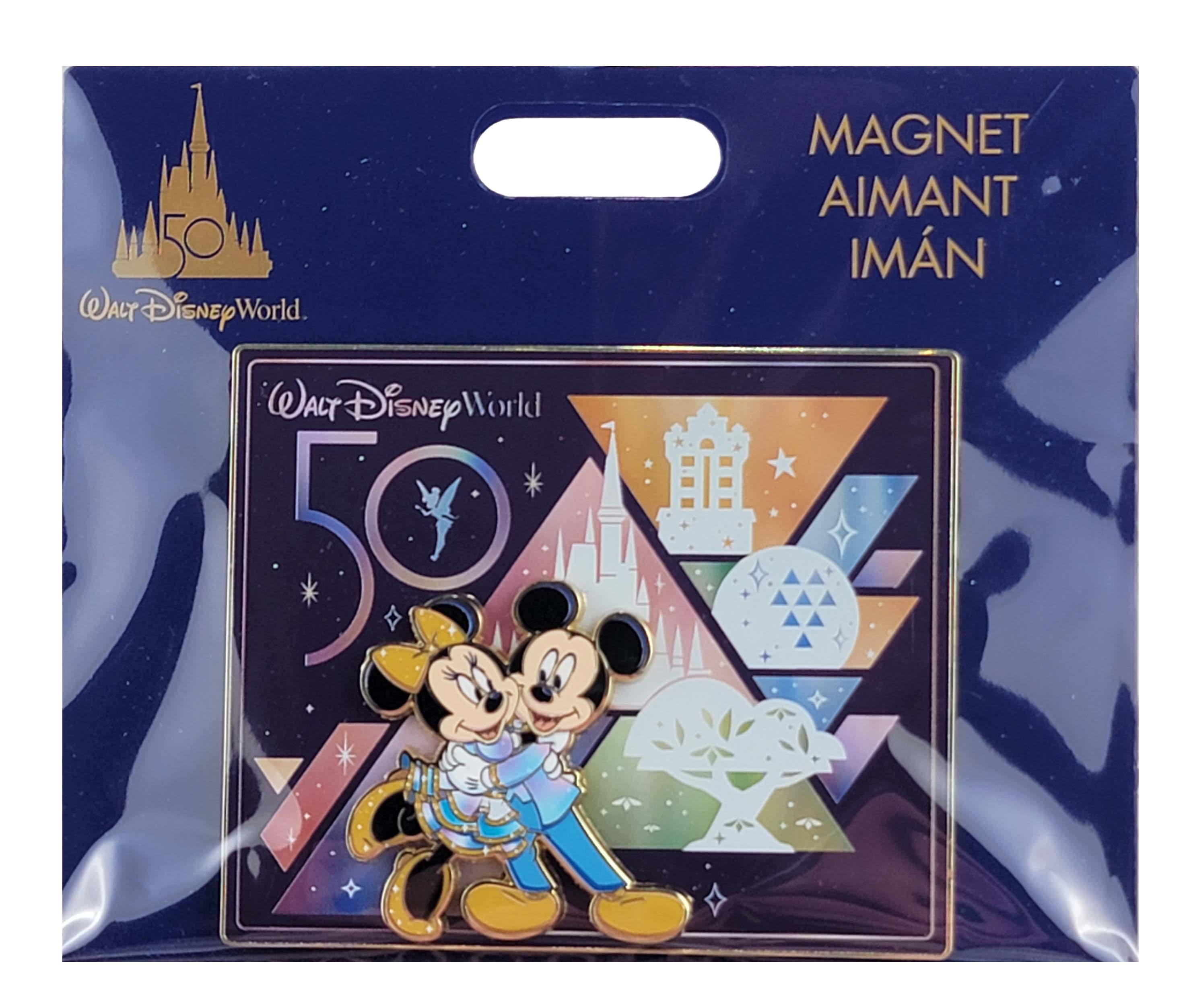 Disney Parks Magnet - WDW 50th Anniversary - Mickey & Minnie Four Park Icons - front view