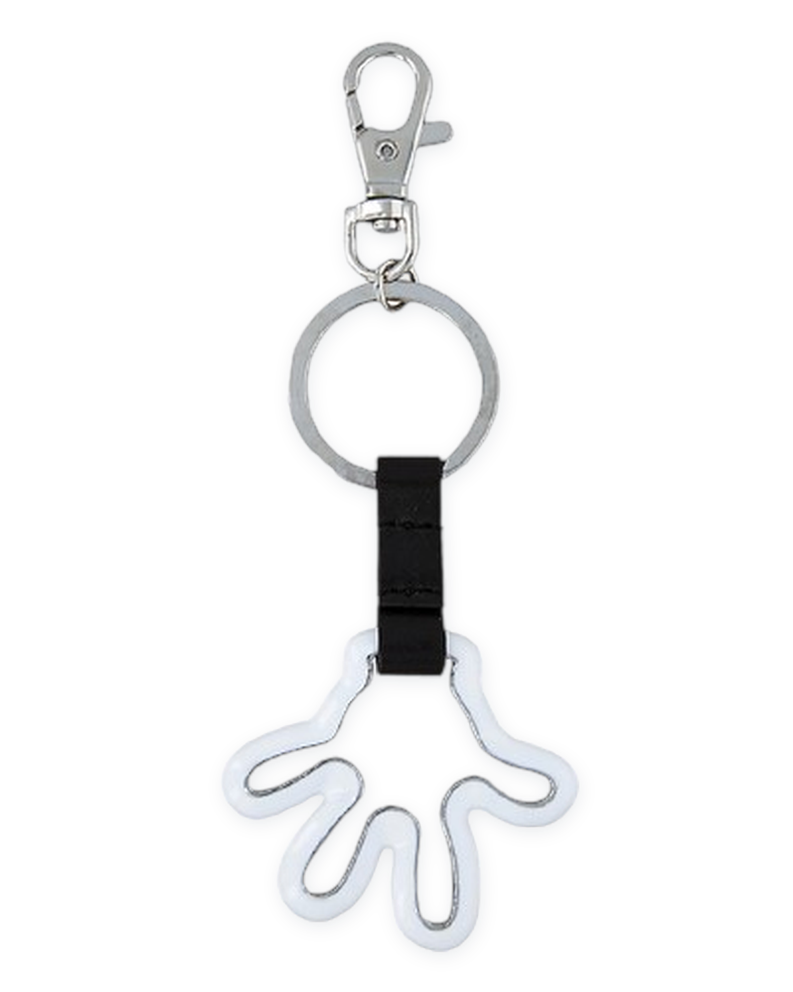 Disney Parks Keychain -  Mickey Mouse -  Metal White Glove Outline