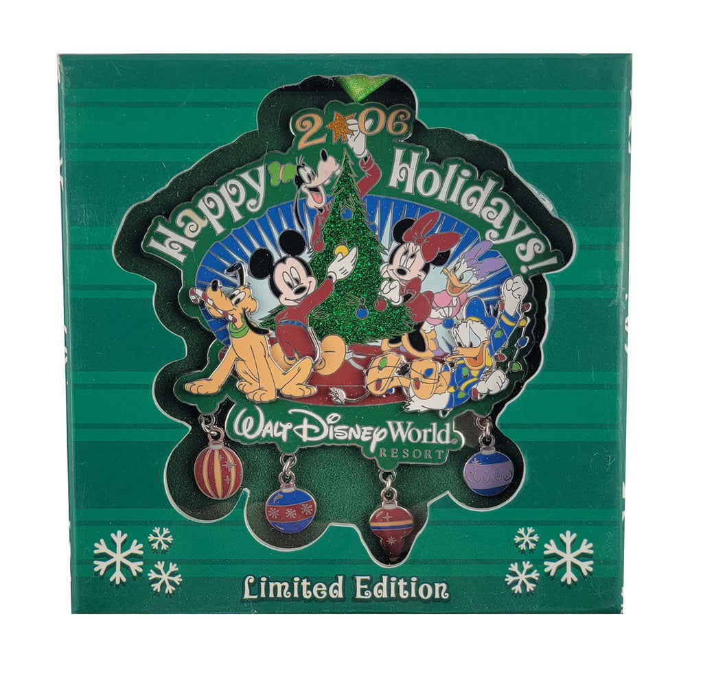 Disney Pin - Happy Holidays 2006 Mickey and Friends - LE 1000 Jumbo Boxed Pin - front view