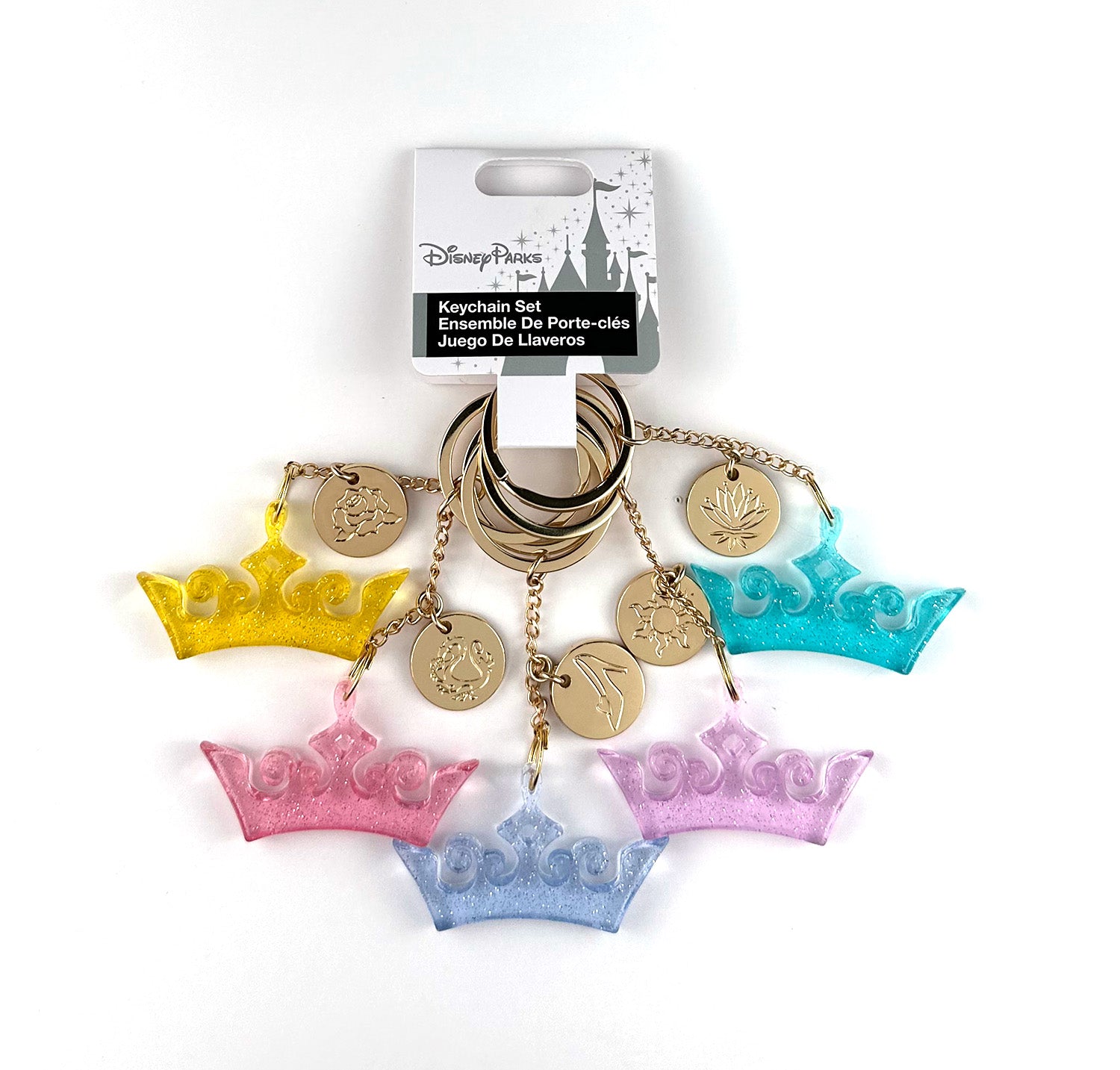Disney Parks Keychain Set - Princess Tiaras - Set of 5