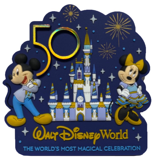 Disney Parks Magnet - WDW 50th Anniversary - Mickey & Minnie at the Castle - alternate view 2
