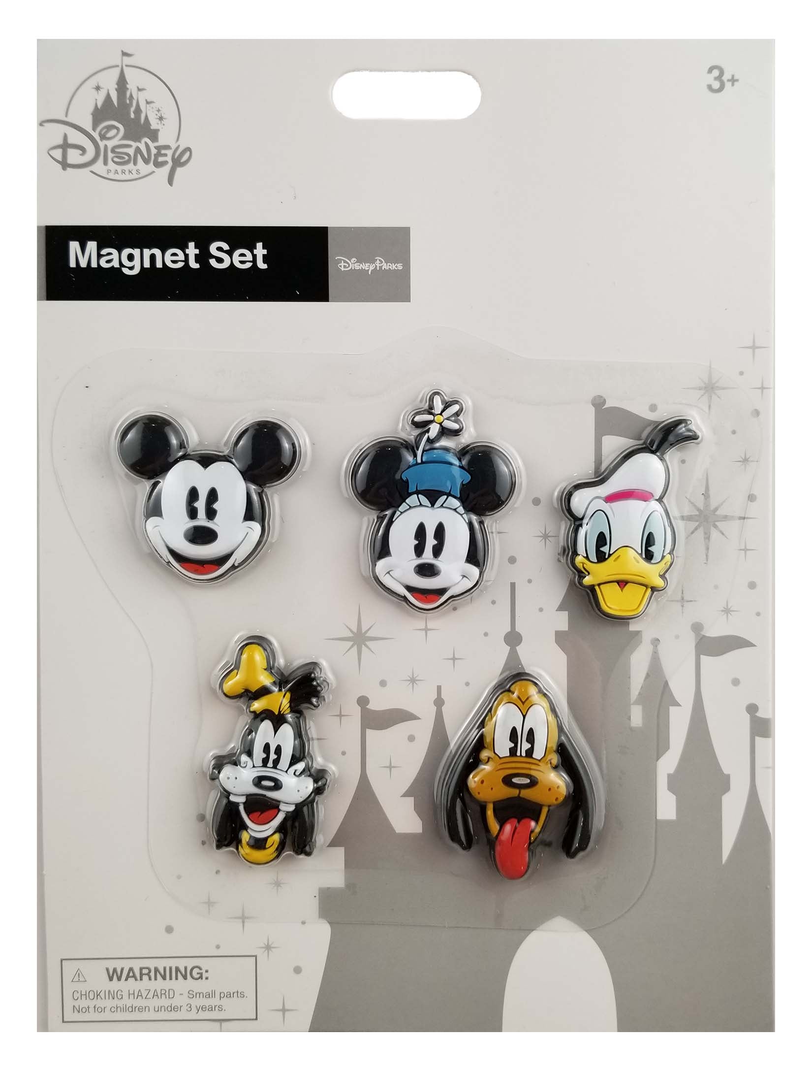Disney Parks Magnet Set - Vintage Mickey & Friends Faces - 5-Piece - front view