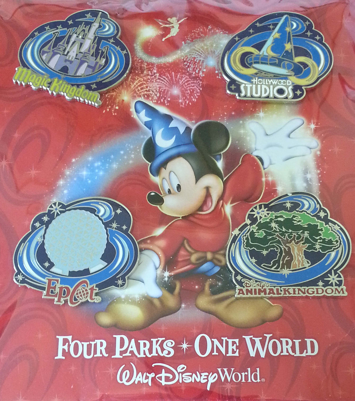 Disney Pin - Booster Set - Walt Disney World Four Parks Icons - 4-Pin Set - front view