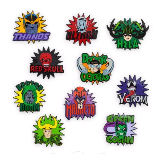 Disney Pin - Marvel Villains Mystery Box - 2 Random Pins - Sealed - package and series details
