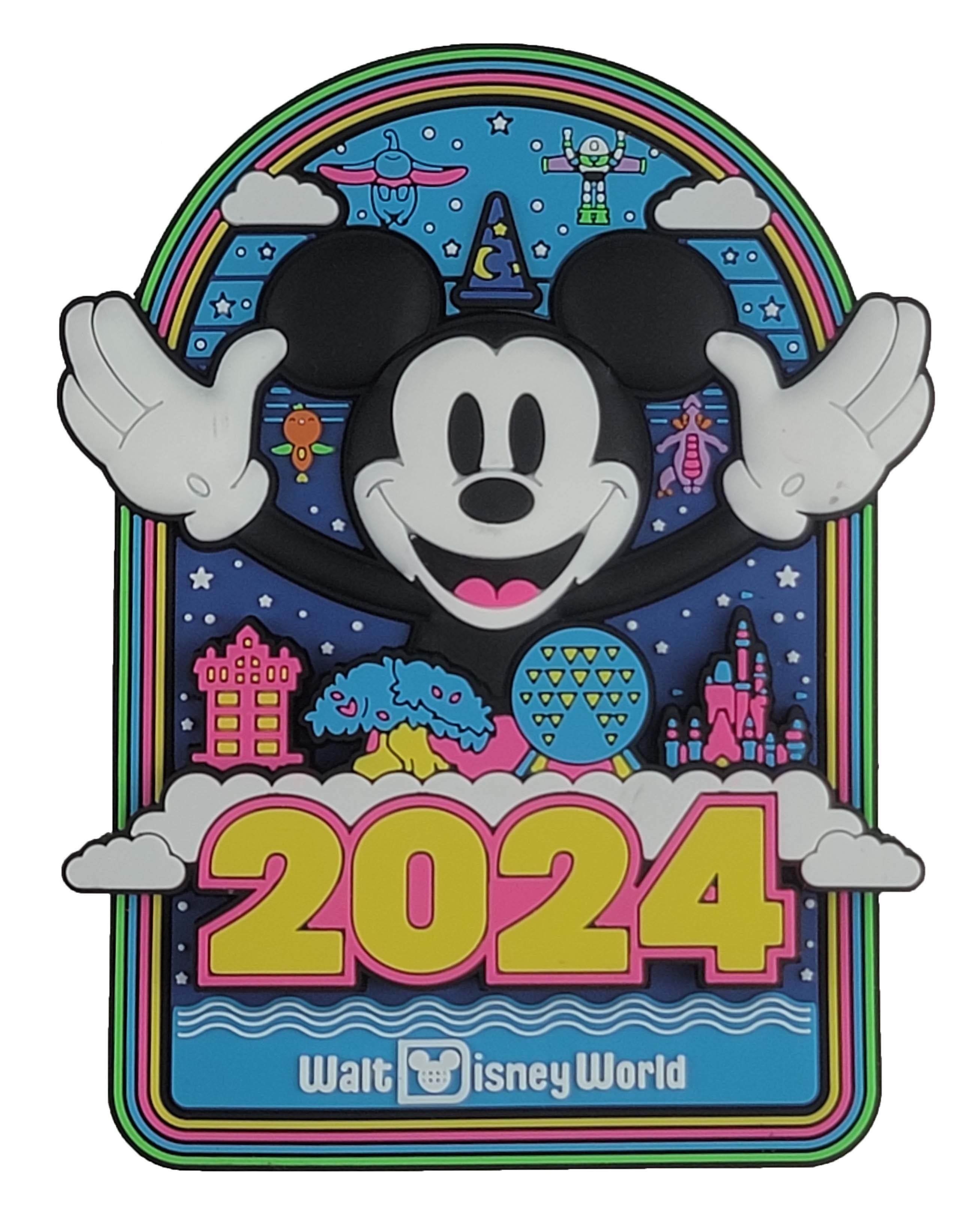 Disney Parks Magnet - Walt Disney World 2024 - Mickey & Four Park Icons - front view