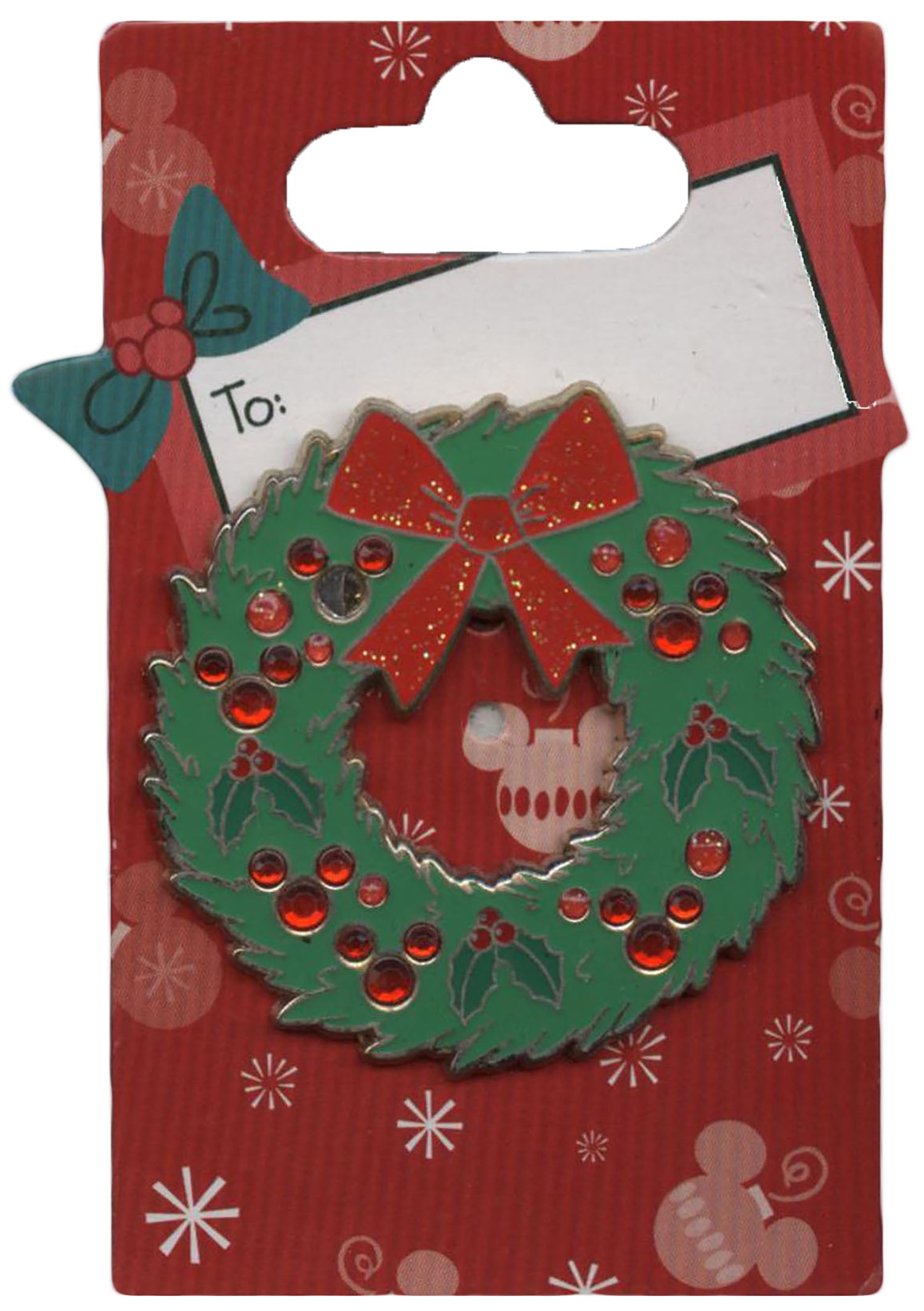 Disney Pin - Christmas Holiday 2009 - Wreath with Mickey Jewels