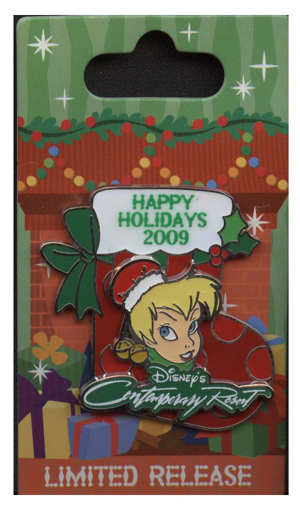 Disney Pin - Happy Holidays 2009 - Contemporary Resort - Tinker Bell