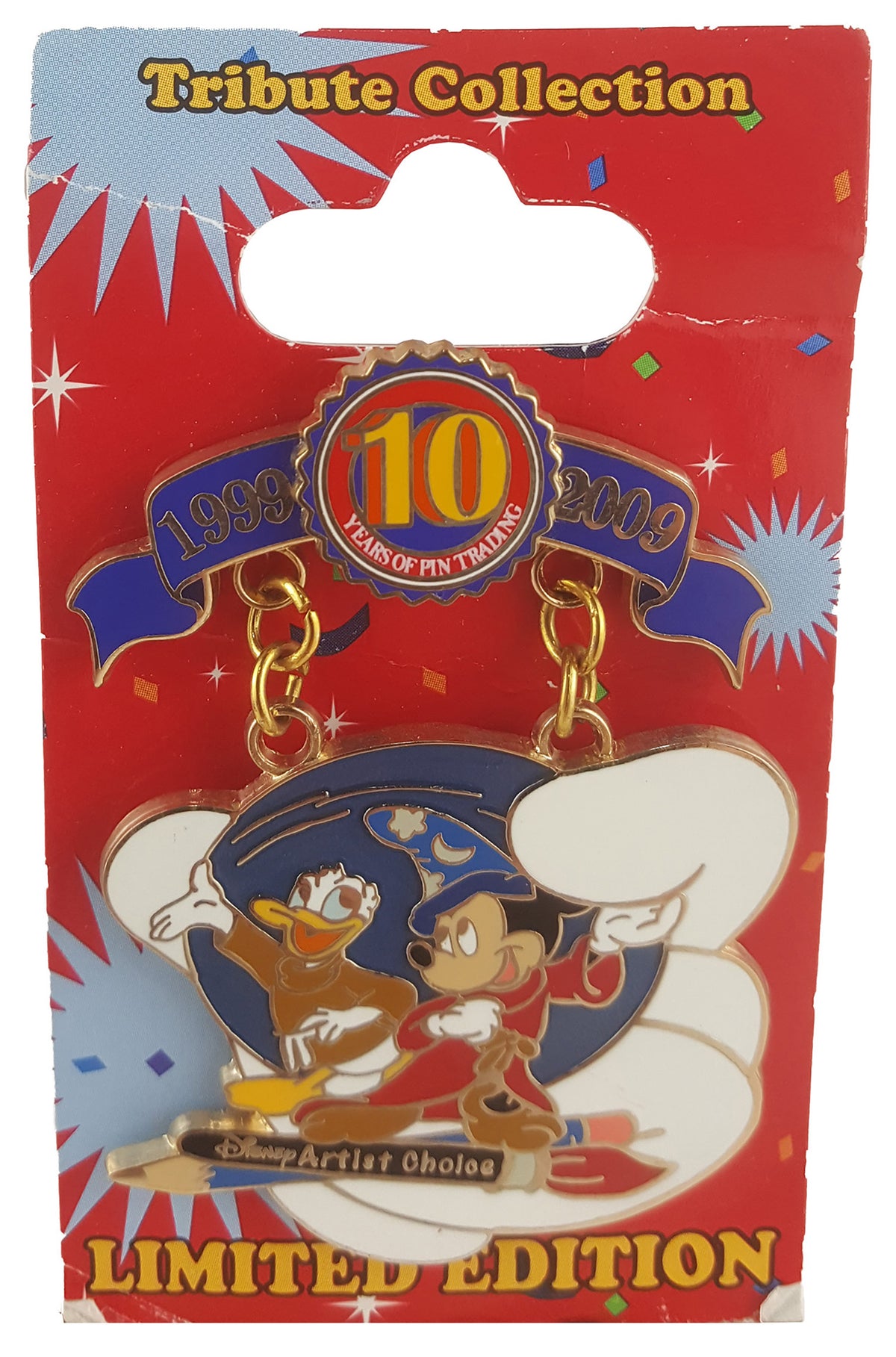 Disney Pin - 10th Anniversary Tribute - Sorcerer Mickey and Donald - front view