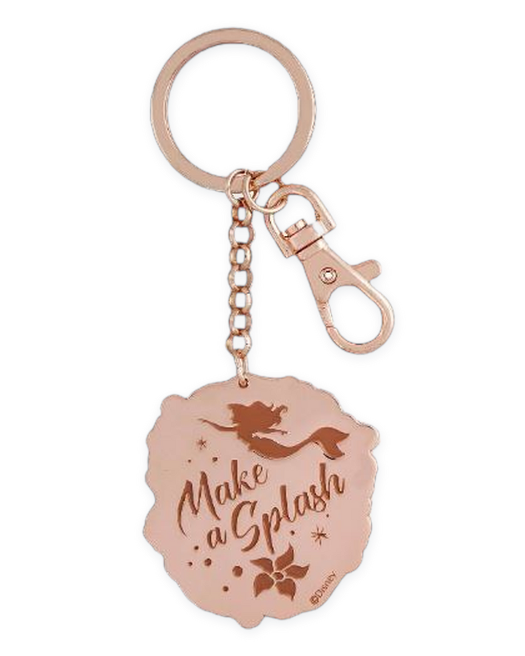 Disney Parks Keychain - The Little Mermaid - Ariel Quote - Make a Splash - Rose Gold