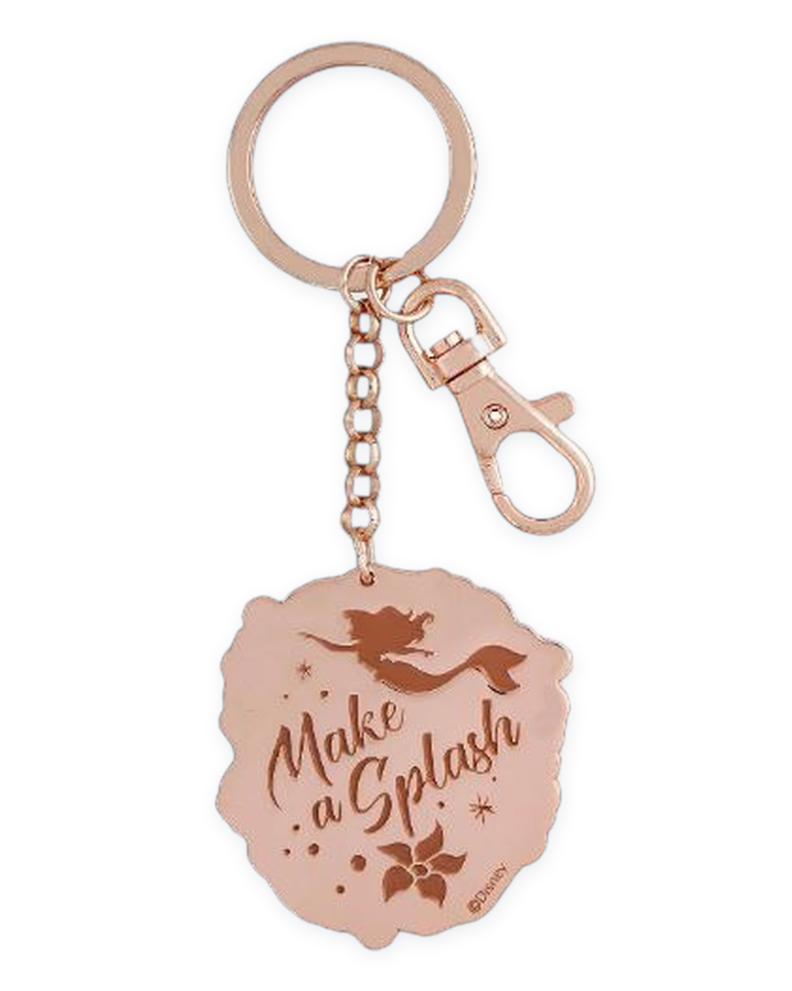 Disney Parks Keychain - The Little Mermaid - Ariel Quote - Make a Splash - Rose Gold