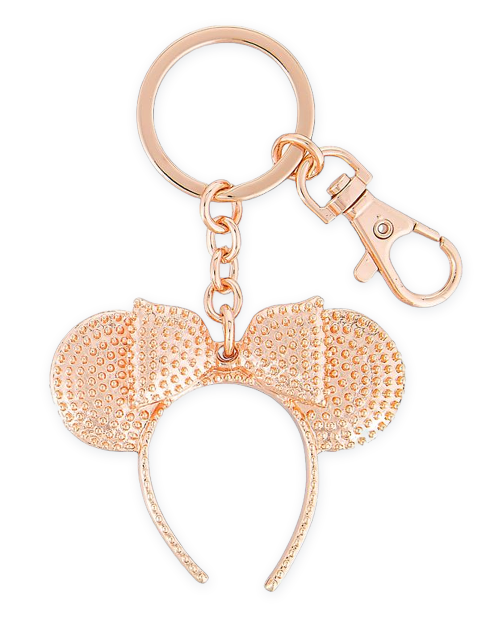 Disney Parks Keychain - Minnie Mouse Ear Headband - Rose Gold - Metal