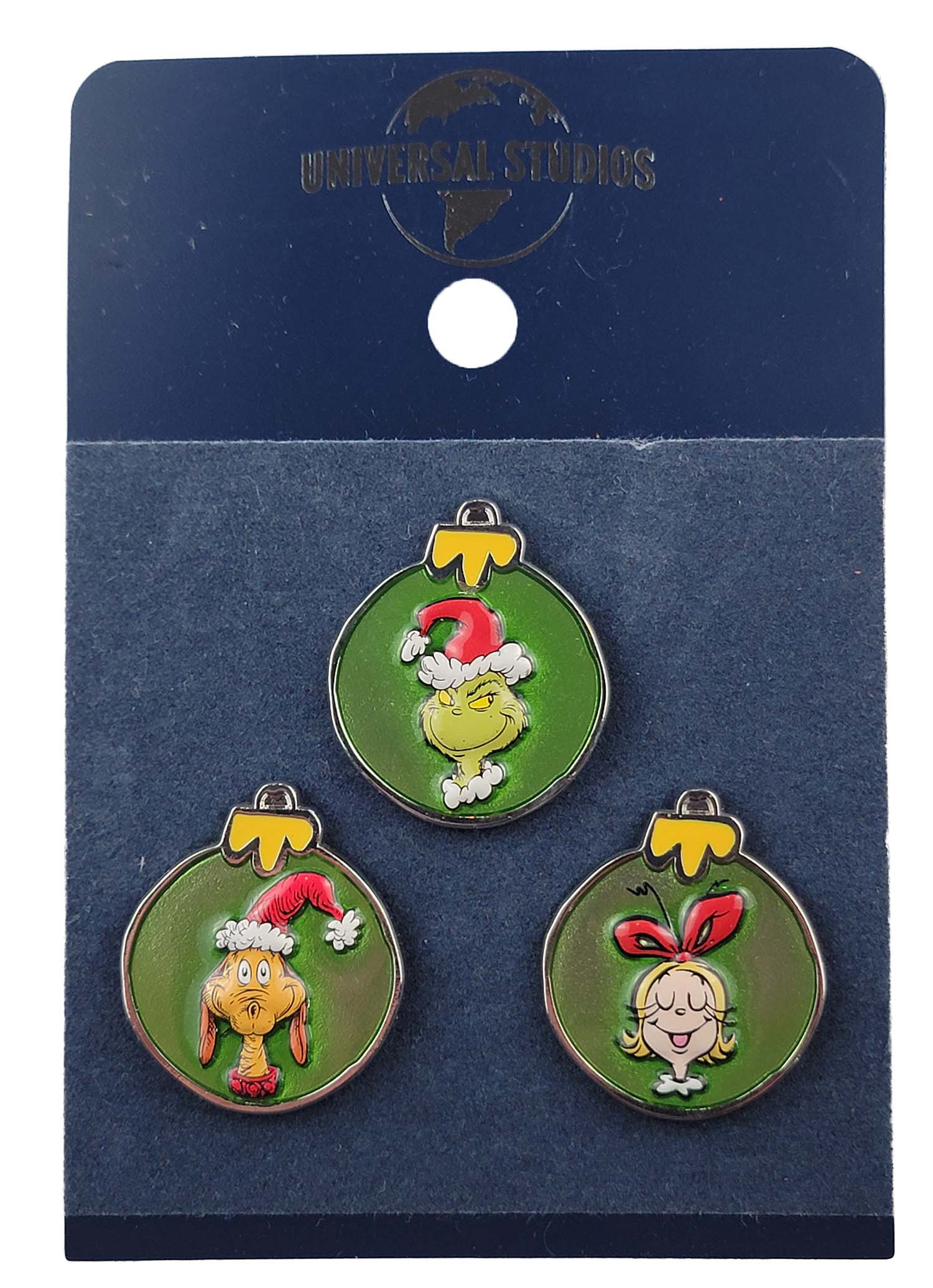 Universal Studios -  Dr. Seuss - How the Grinch Stole Christmas - Ornaments - Grinch, Max, and Cindy Lou Who - 3 Pin Set